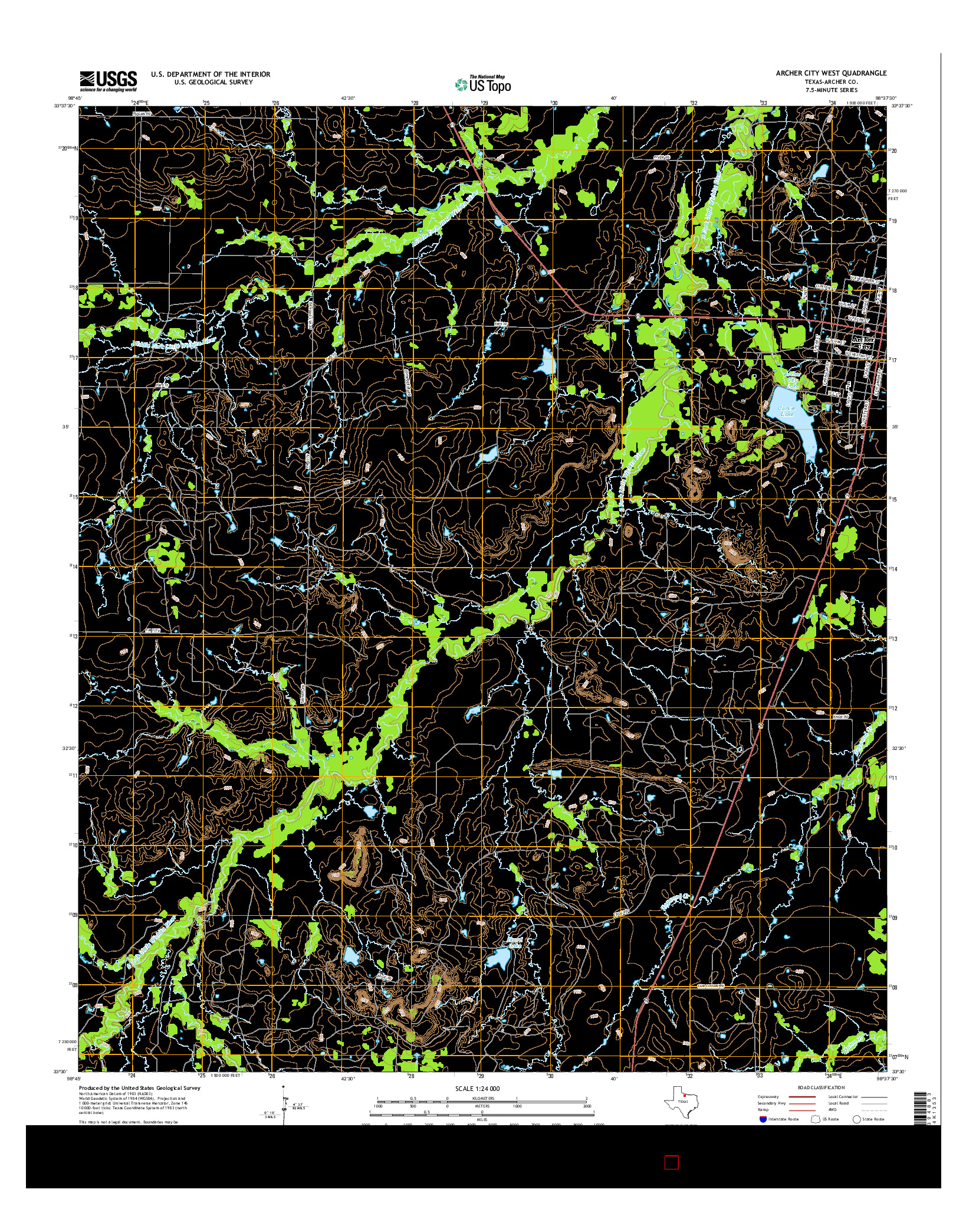 USGS US TOPO 7.5-MINUTE MAP FOR ARCHER CITY WEST, TX 2016