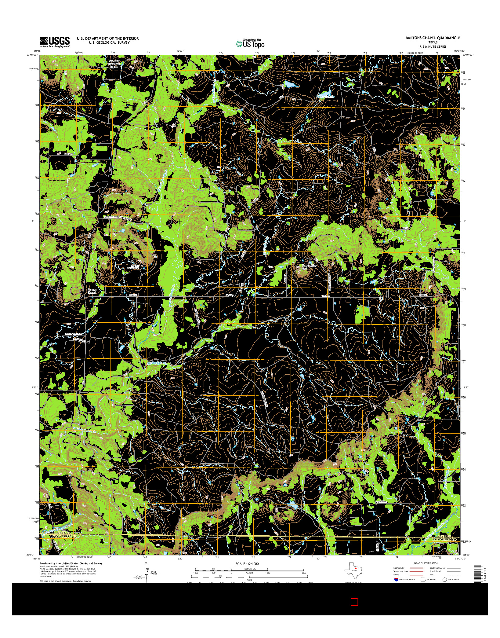 USGS US TOPO 7.5-MINUTE MAP FOR BARTONS CHAPEL, TX 2016