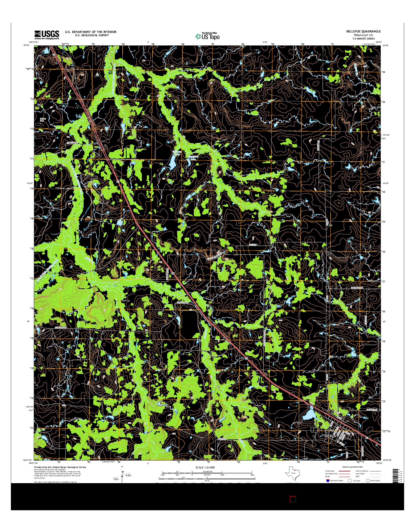 USGS US TOPO 7.5-MINUTE MAP FOR BELLEVUE, TX 2016