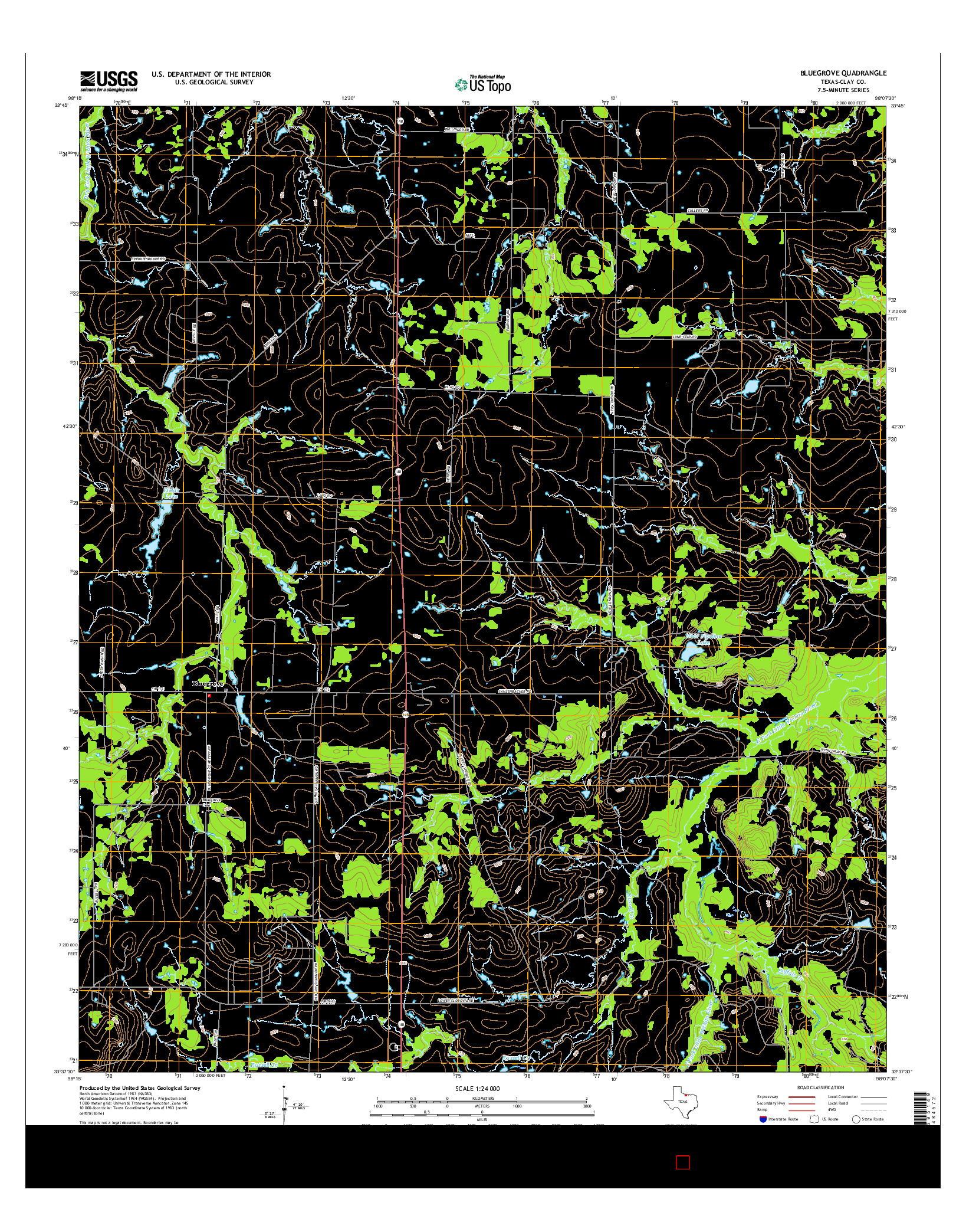 USGS US TOPO 7.5-MINUTE MAP FOR BLUEGROVE, TX 2016