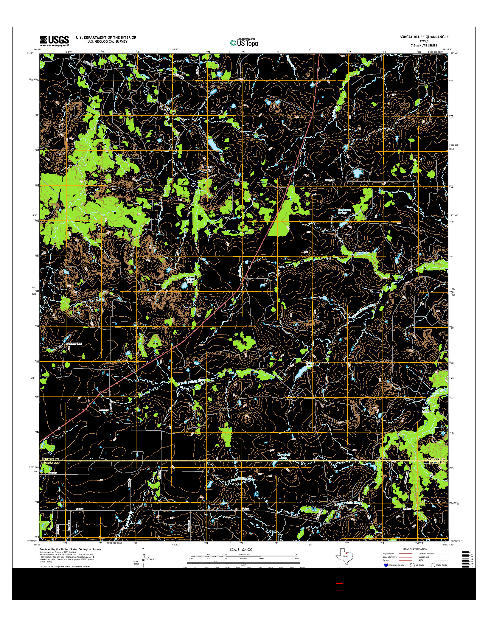 USGS US TOPO 7.5-MINUTE MAP FOR BOBCAT BLUFF, TX 2016