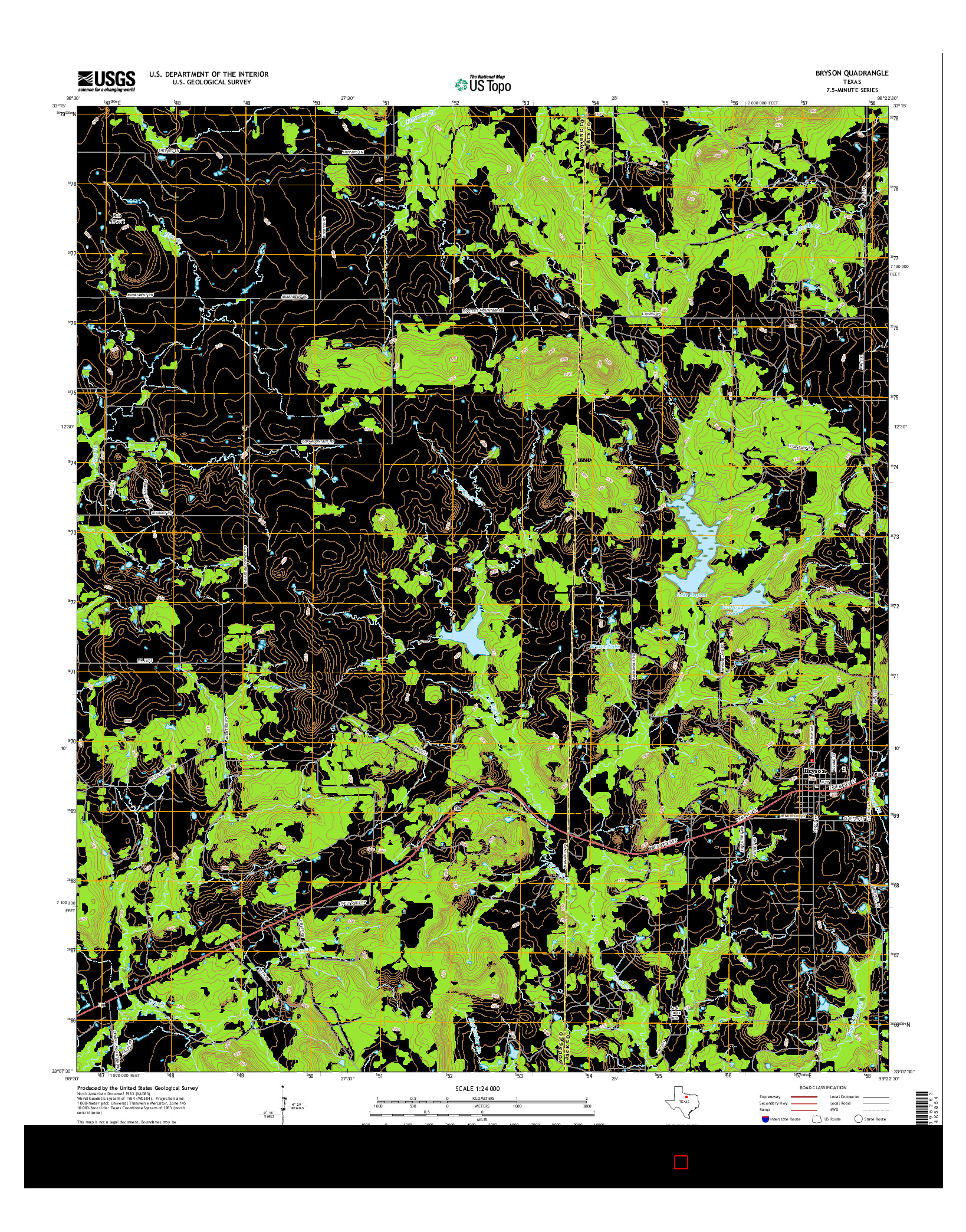 USGS US TOPO 7.5-MINUTE MAP FOR BRYSON, TX 2016