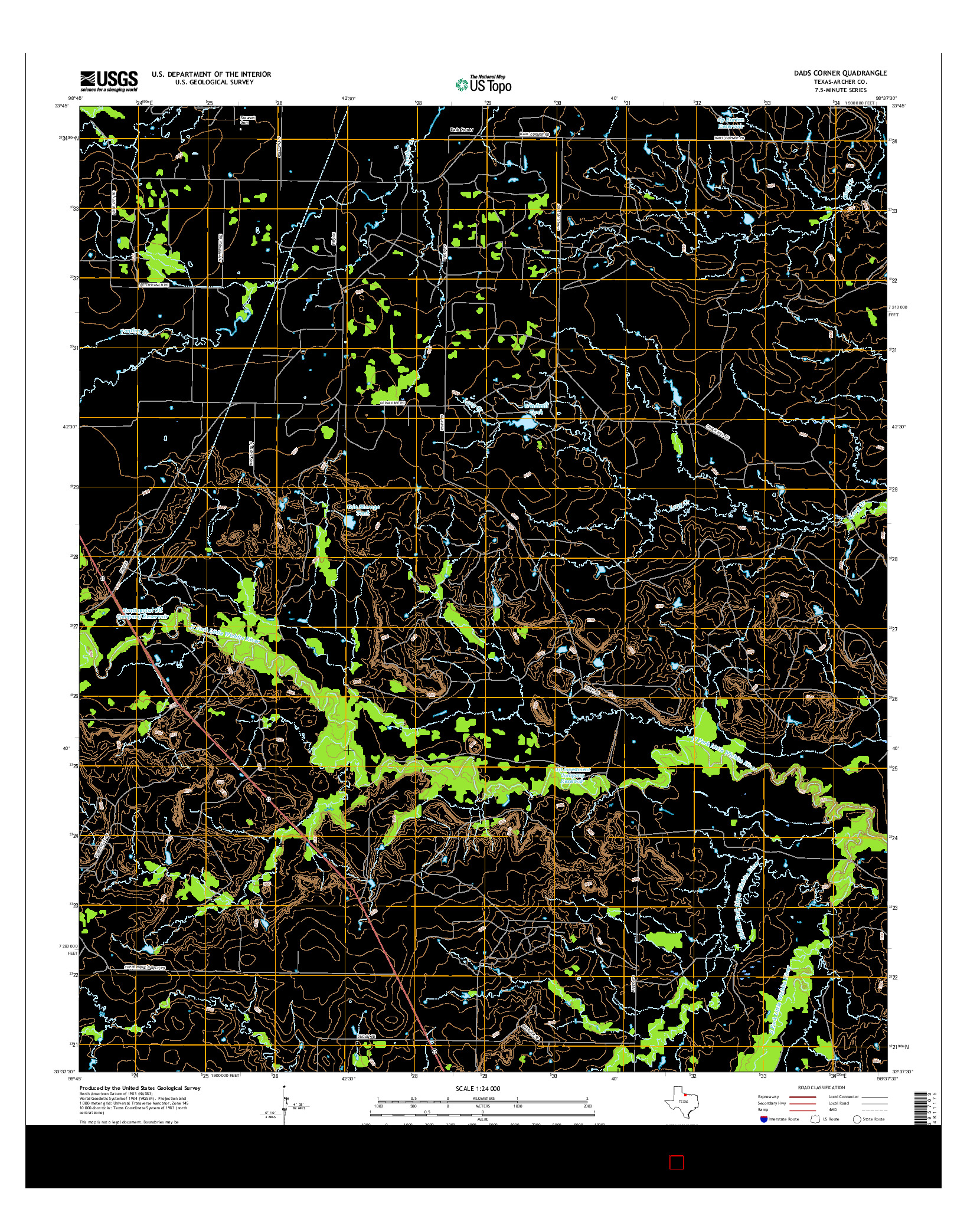 USGS US TOPO 7.5-MINUTE MAP FOR DADS CORNER, TX 2016