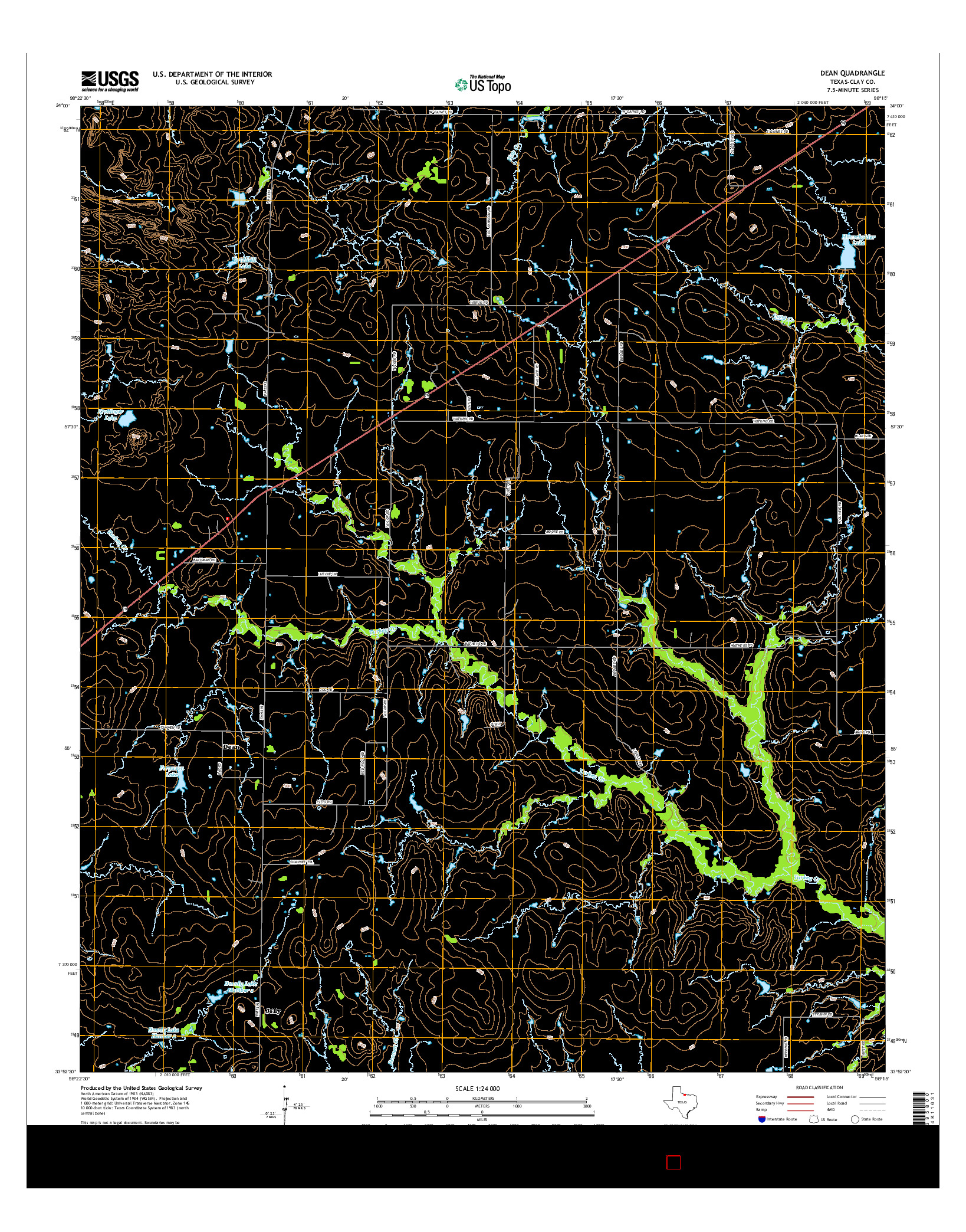 USGS US TOPO 7.5-MINUTE MAP FOR DEAN, TX 2016