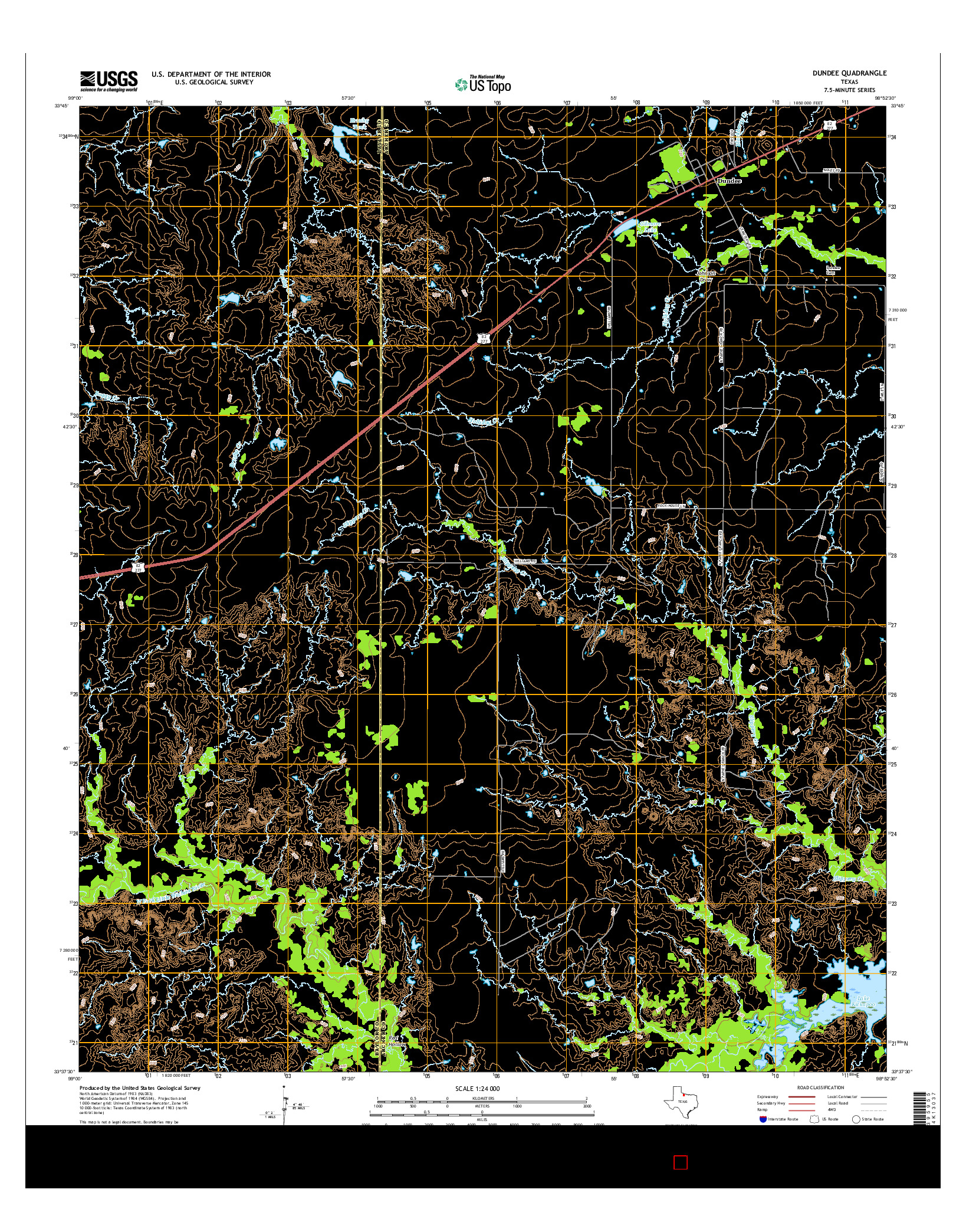 USGS US TOPO 7.5-MINUTE MAP FOR DUNDEE, TX 2016