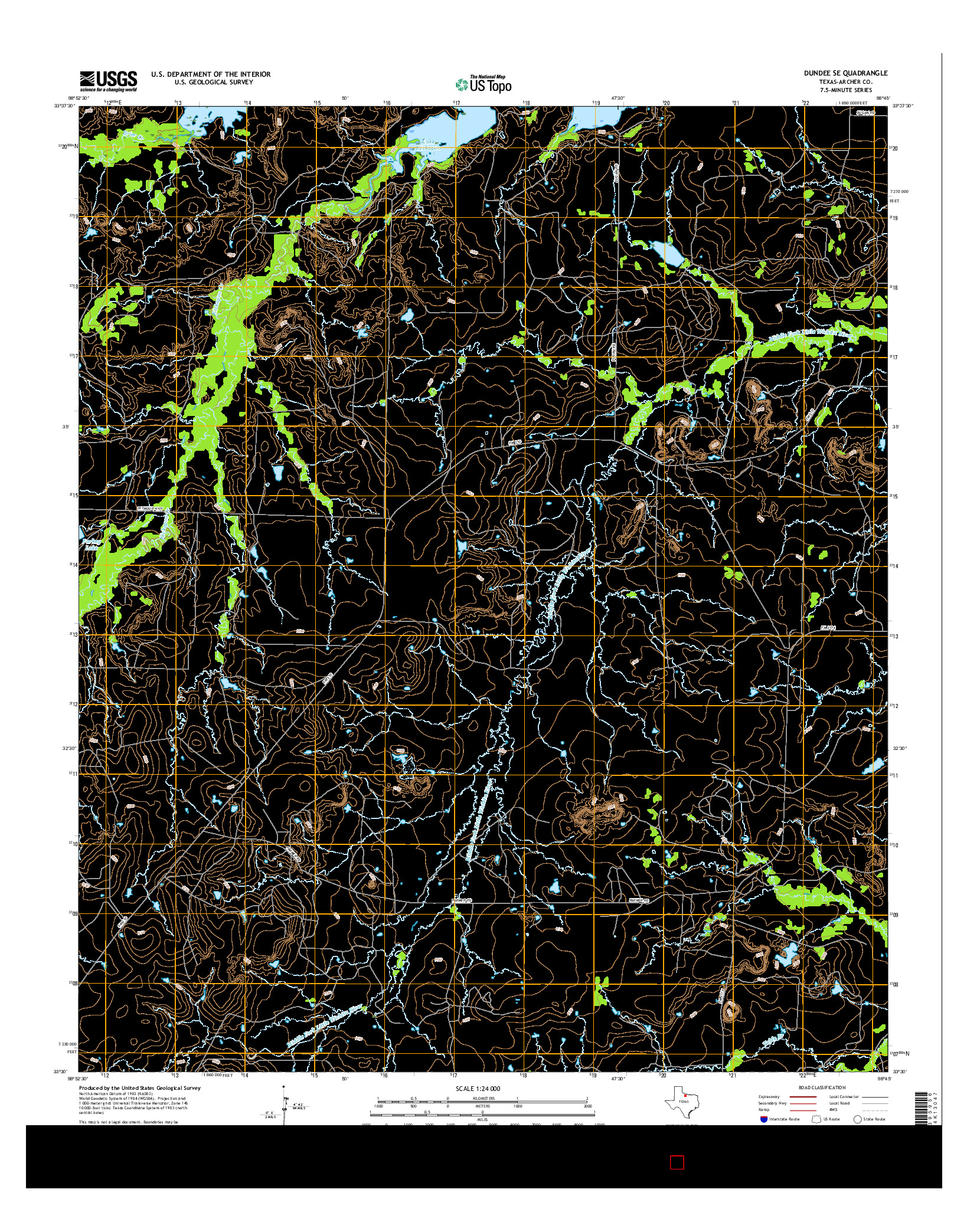 USGS US TOPO 7.5-MINUTE MAP FOR DUNDEE SE, TX 2016