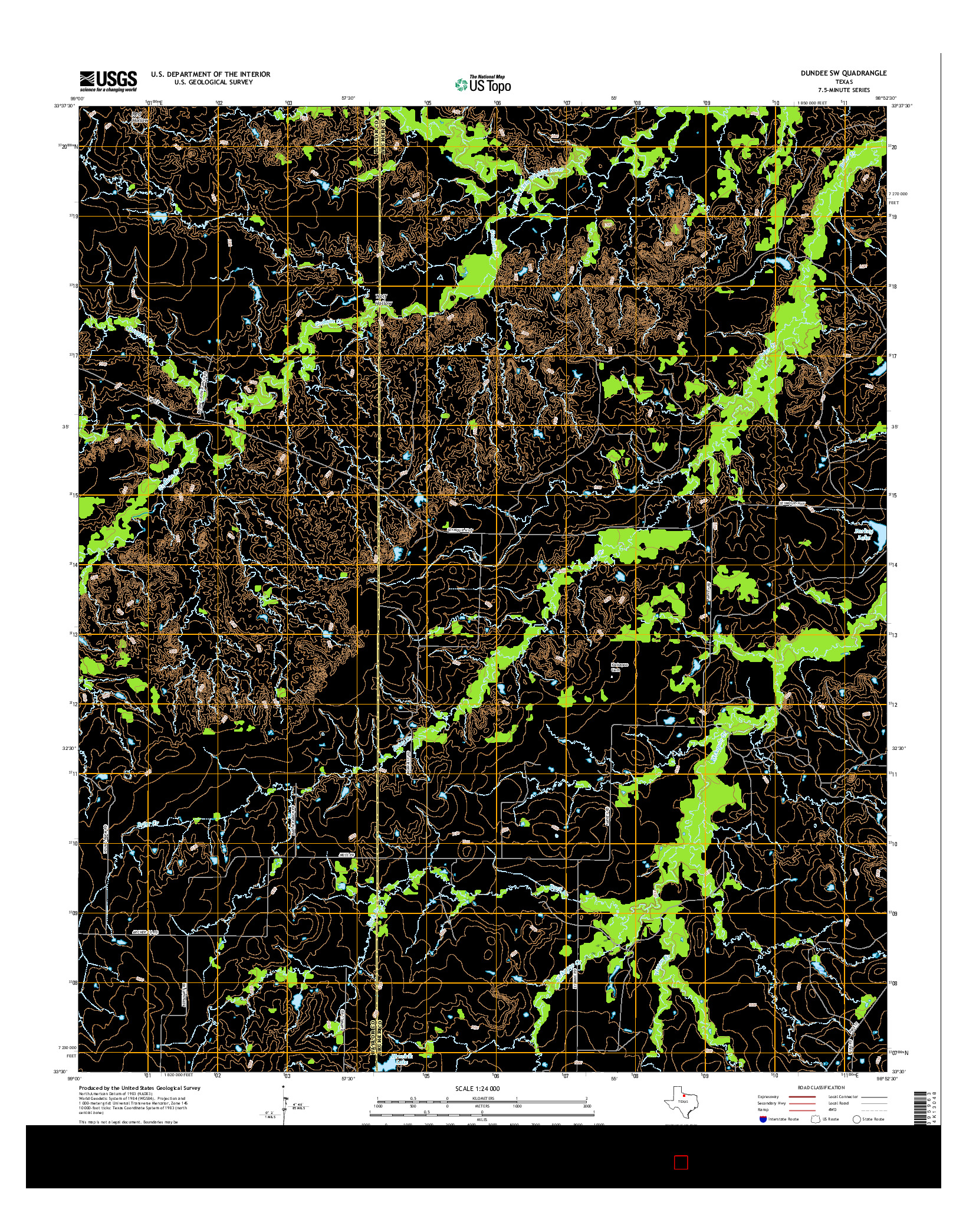 USGS US TOPO 7.5-MINUTE MAP FOR DUNDEE SW, TX 2016