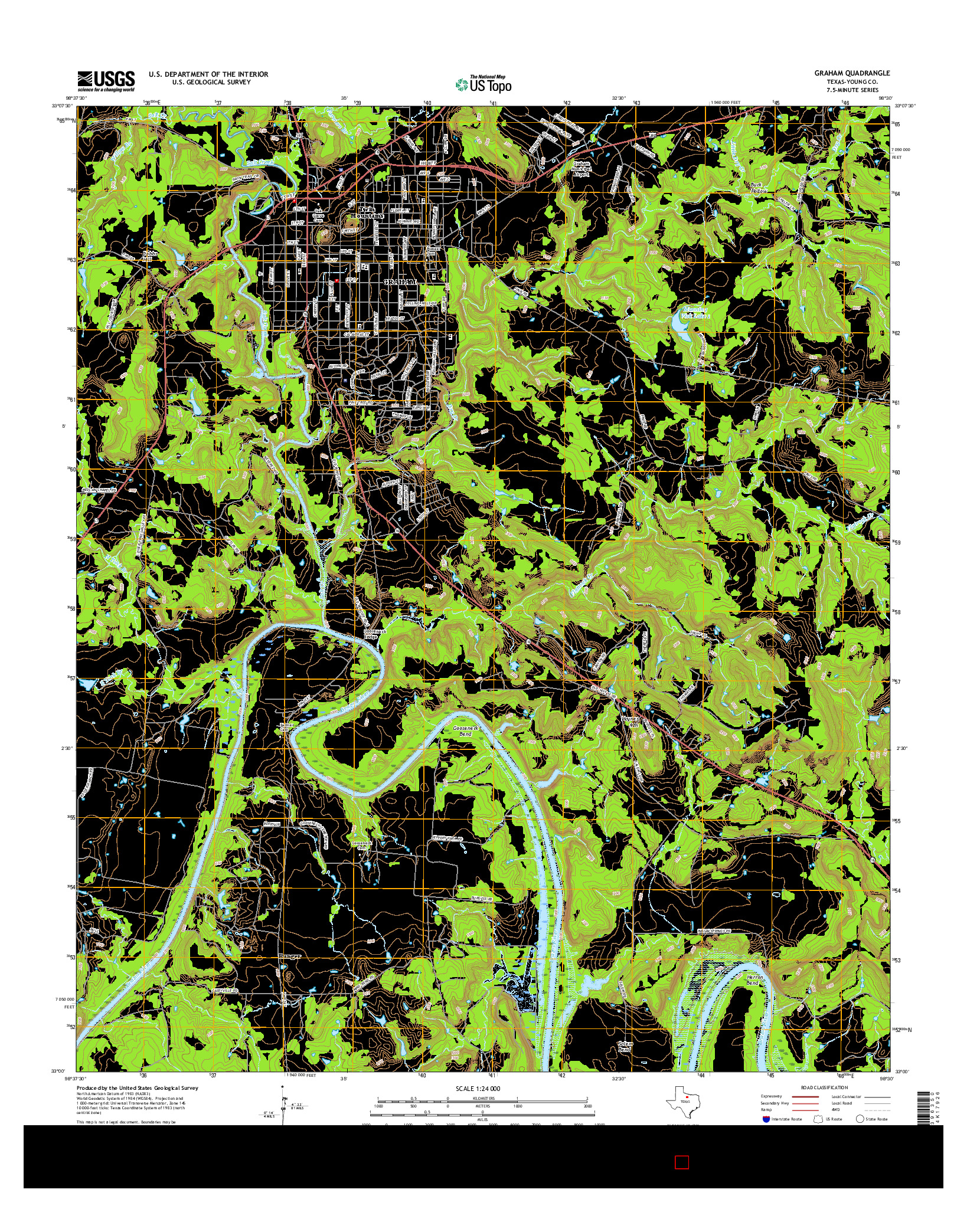 USGS US TOPO 7.5-MINUTE MAP FOR GRAHAM, TX 2016
