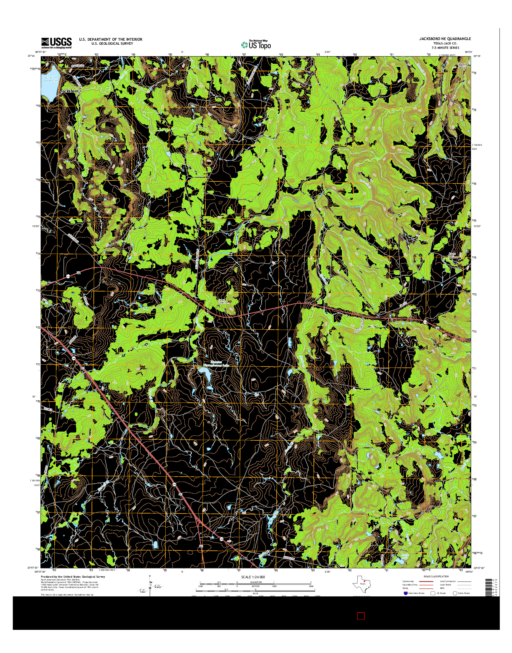 USGS US TOPO 7.5-MINUTE MAP FOR JACKSBORO NE, TX 2016
