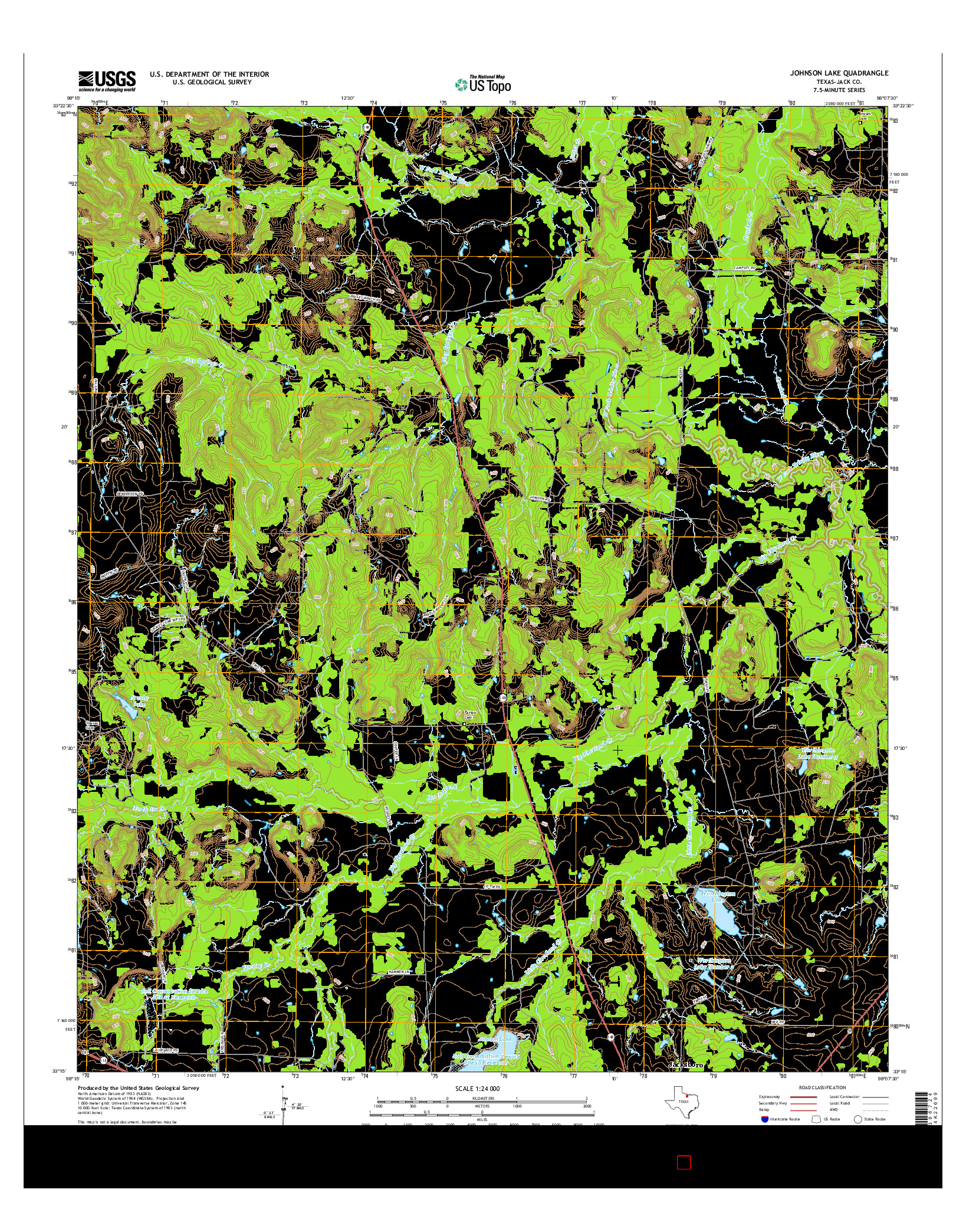 USGS US TOPO 7.5-MINUTE MAP FOR JOHNSON LAKE, TX 2016