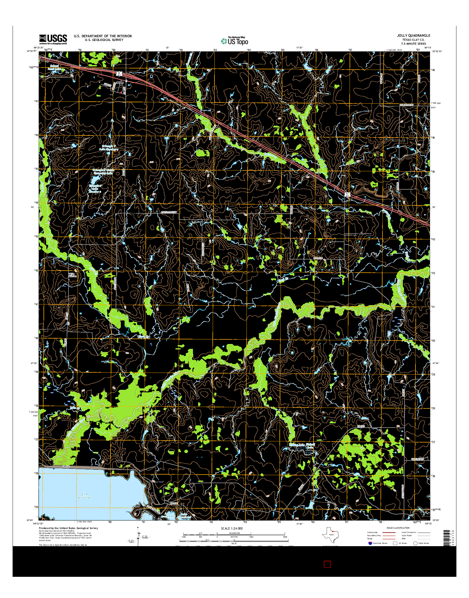 USGS US TOPO 7.5-MINUTE MAP FOR JOLLY, TX 2016