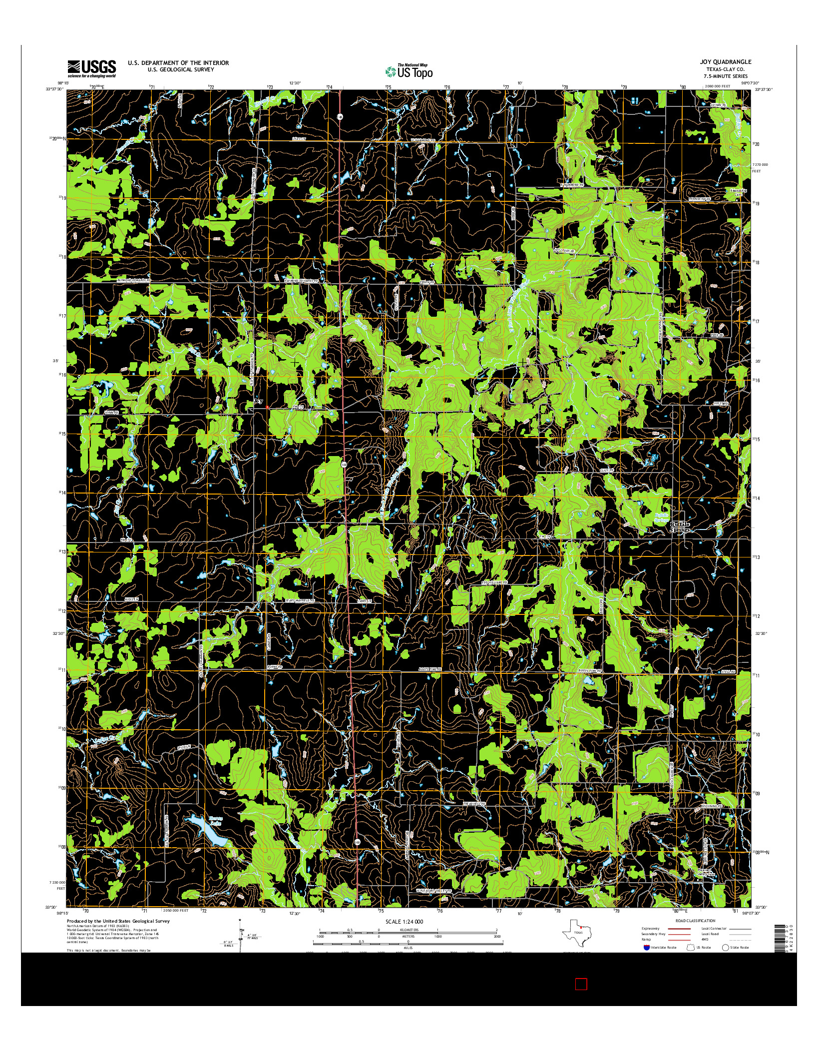 USGS US TOPO 7.5-MINUTE MAP FOR JOY, TX 2016