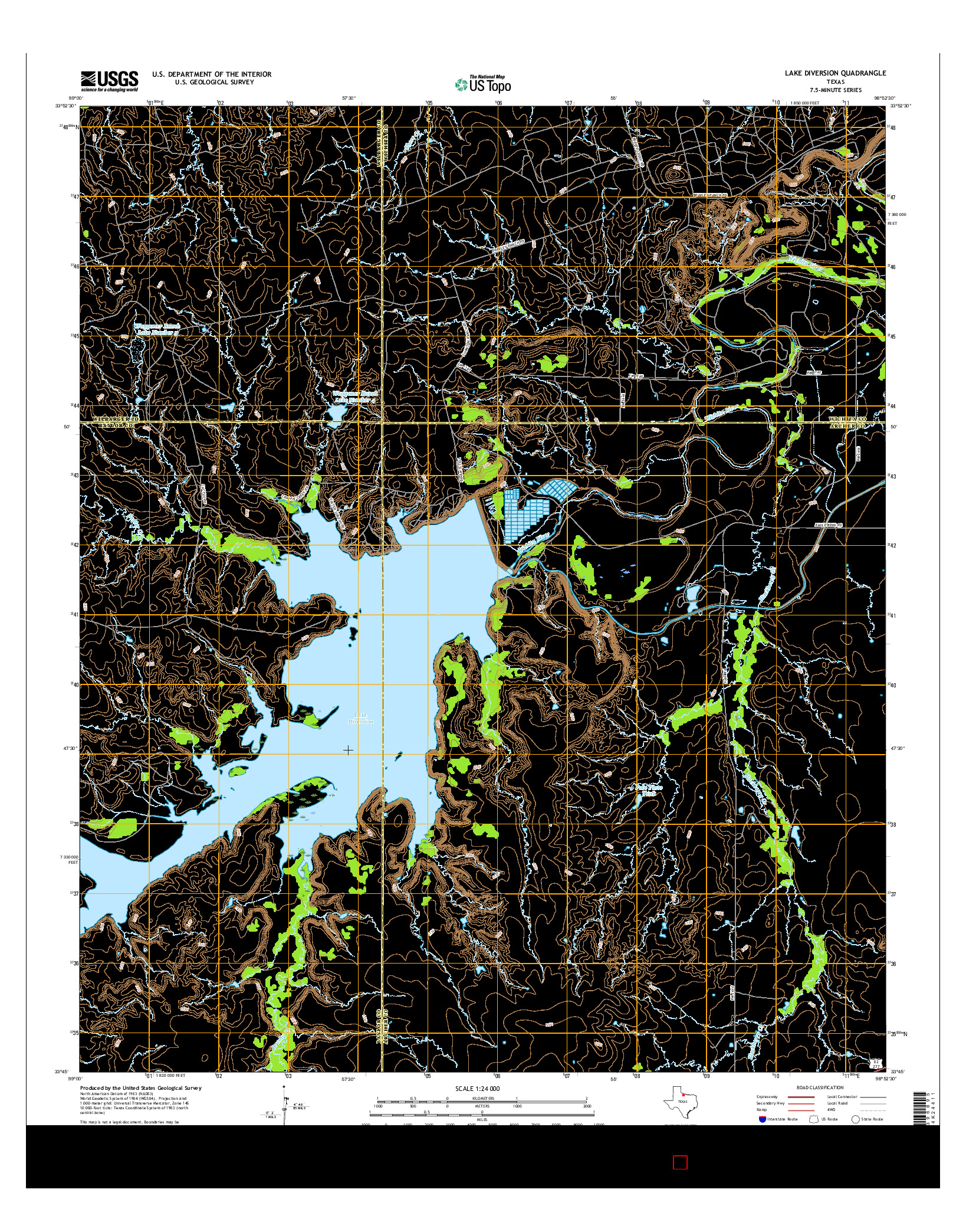 USGS US TOPO 7.5-MINUTE MAP FOR LAKE DIVERSION, TX 2016