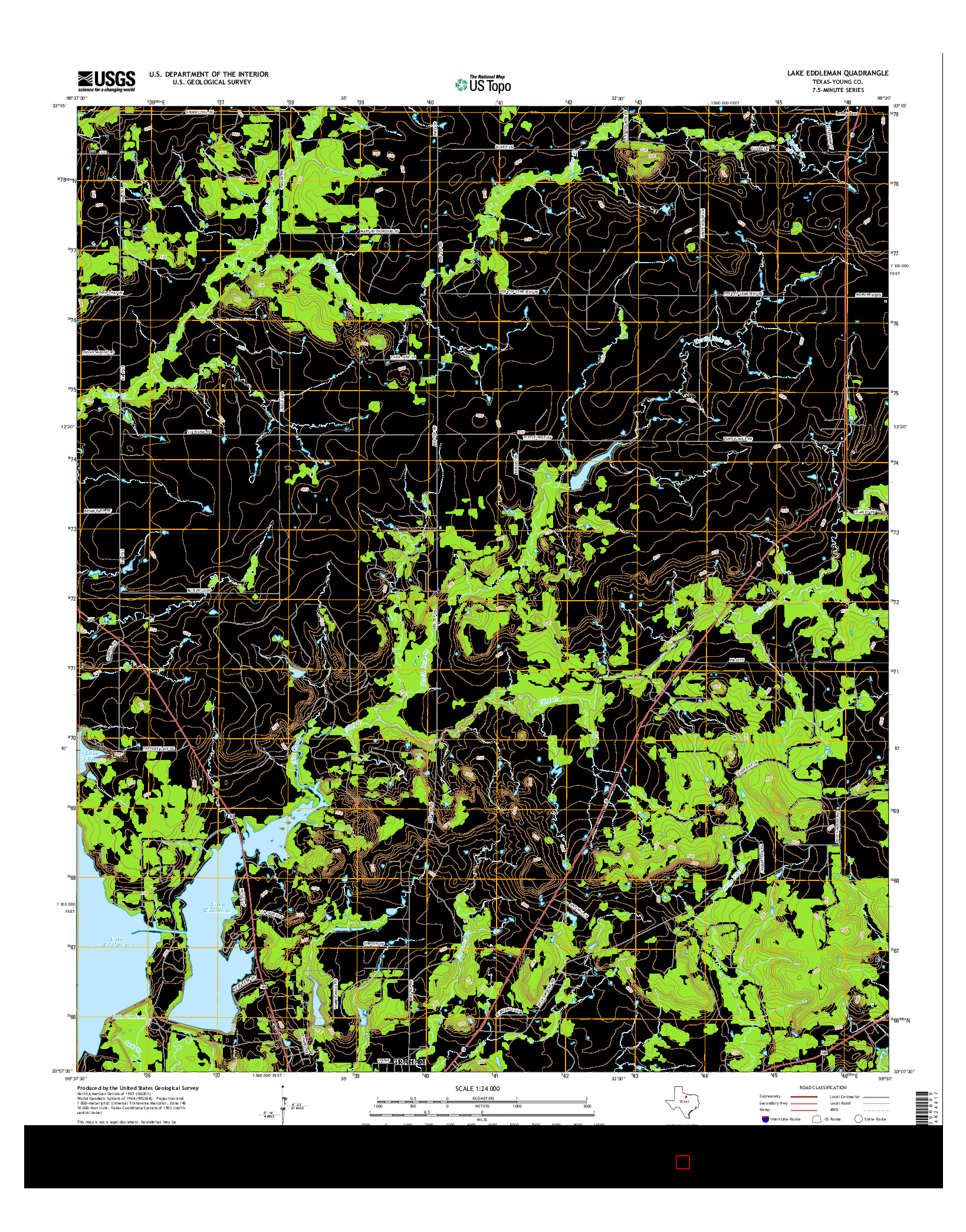 USGS US TOPO 7.5-MINUTE MAP FOR LAKE EDDLEMAN, TX 2016