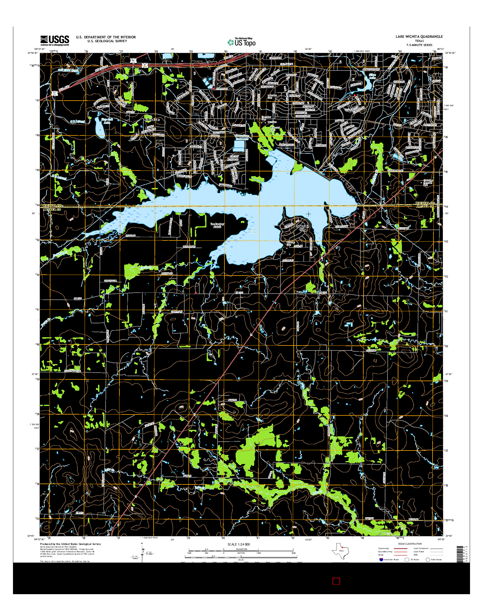 USGS US TOPO 7.5-MINUTE MAP FOR LAKE WICHITA, TX 2016