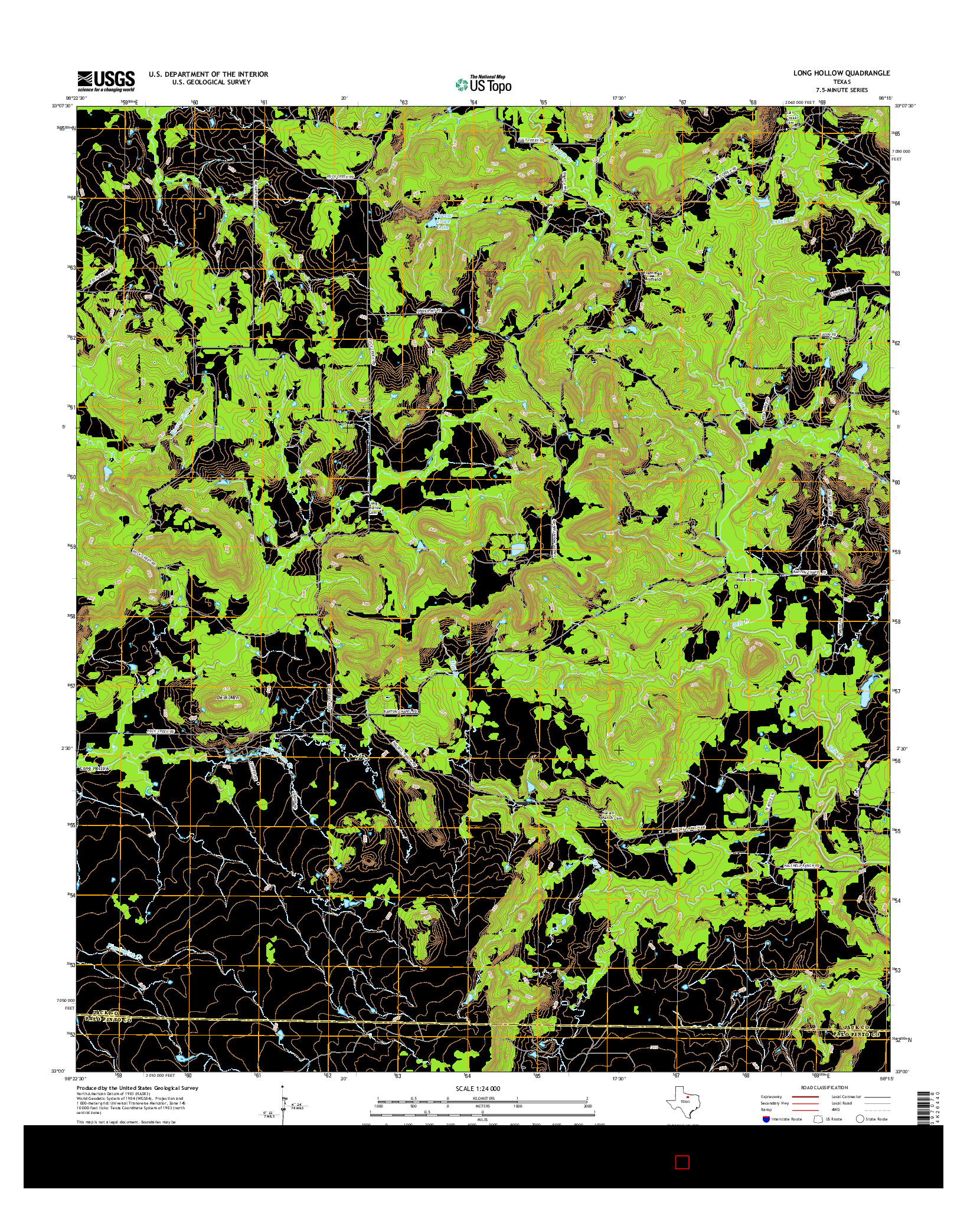 USGS US TOPO 7.5-MINUTE MAP FOR LONG HOLLOW, TX 2016