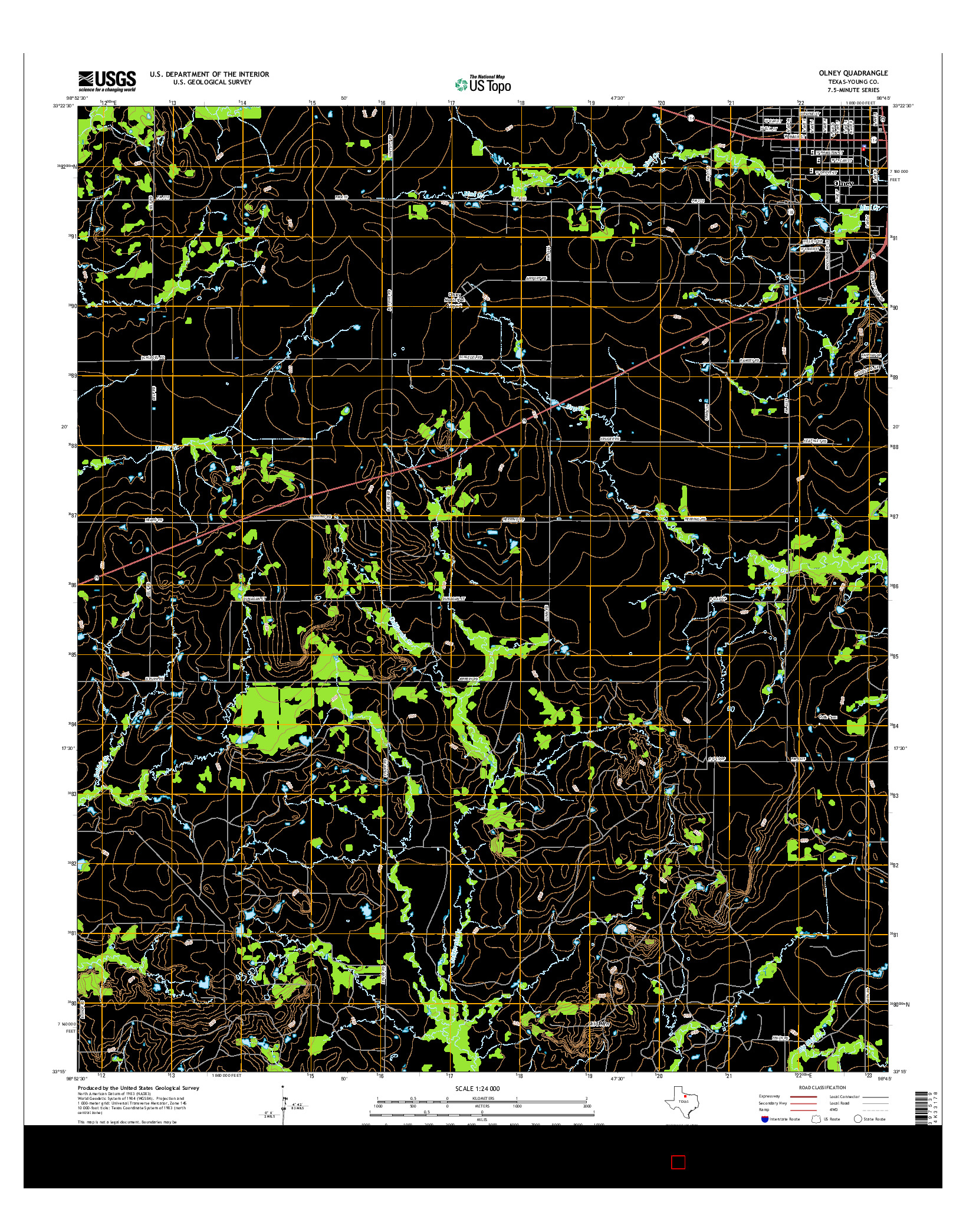 USGS US TOPO 7.5-MINUTE MAP FOR OLNEY, TX 2016