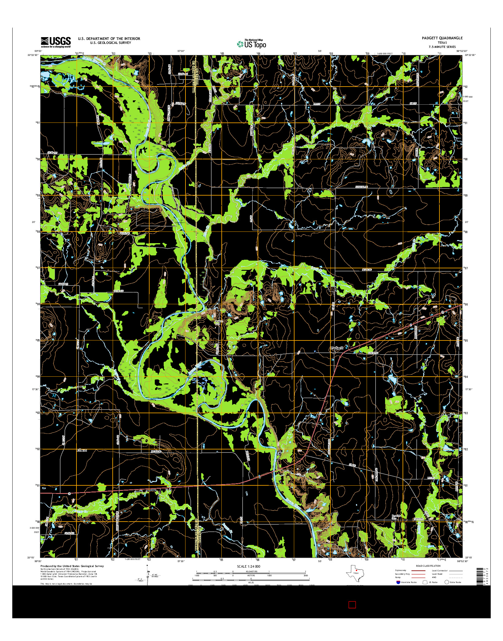 USGS US TOPO 7.5-MINUTE MAP FOR PADGETT, TX 2016