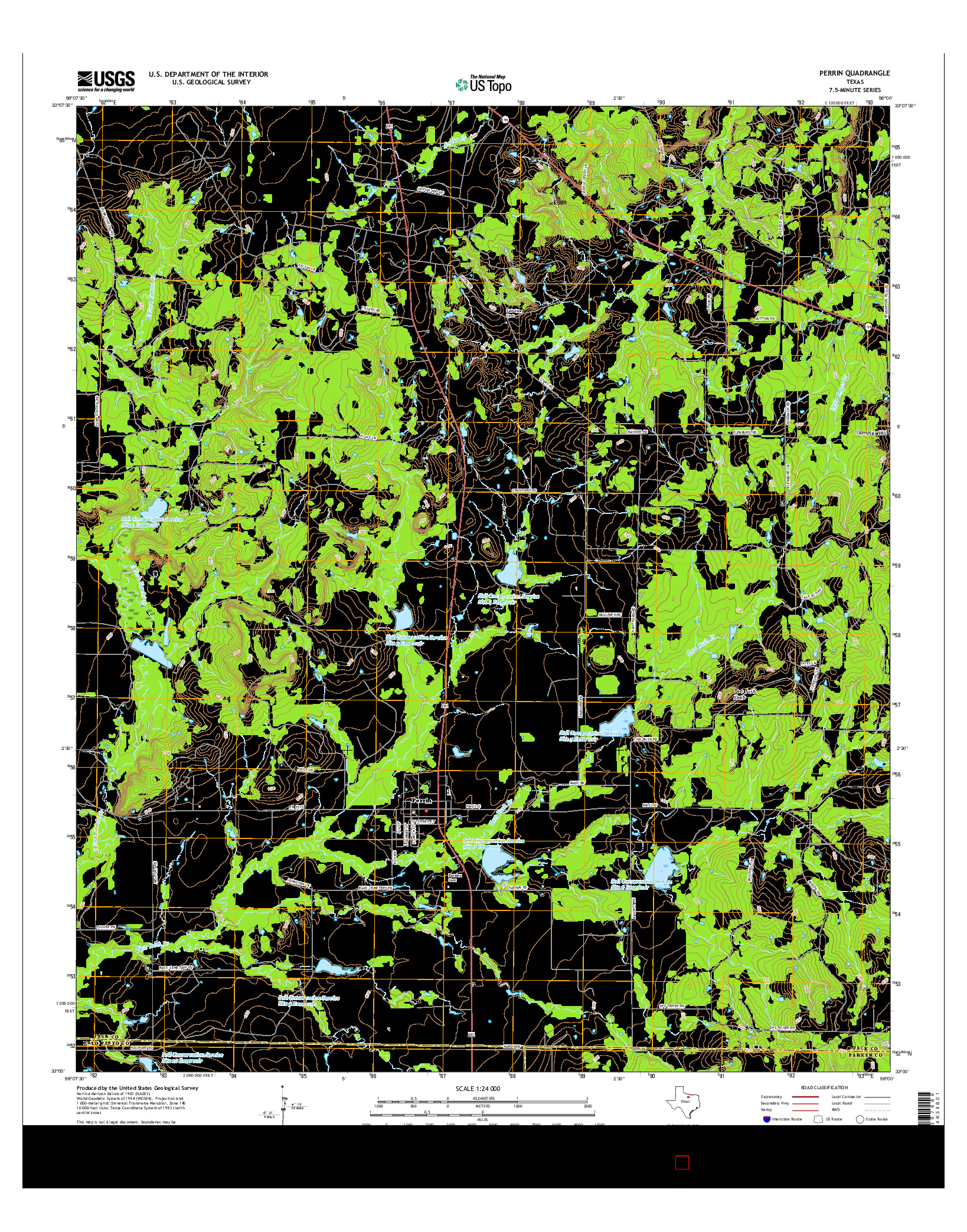 USGS US TOPO 7.5-MINUTE MAP FOR PERRIN, TX 2016