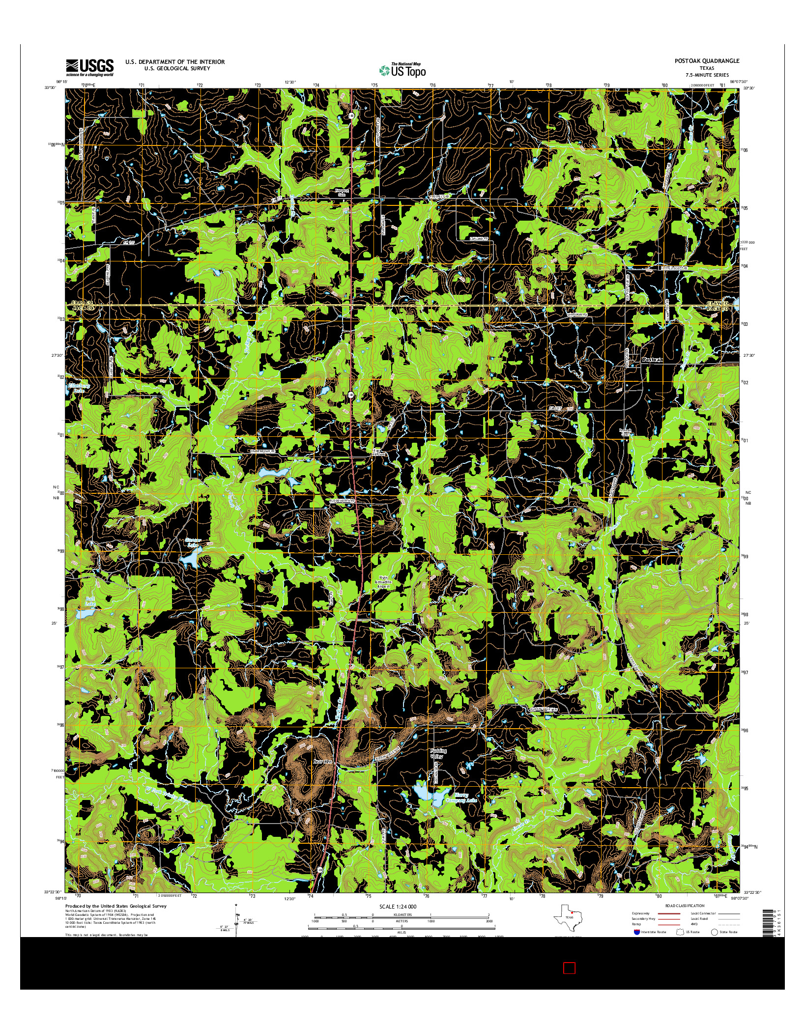USGS US TOPO 7.5-MINUTE MAP FOR POSTOAK, TX 2016