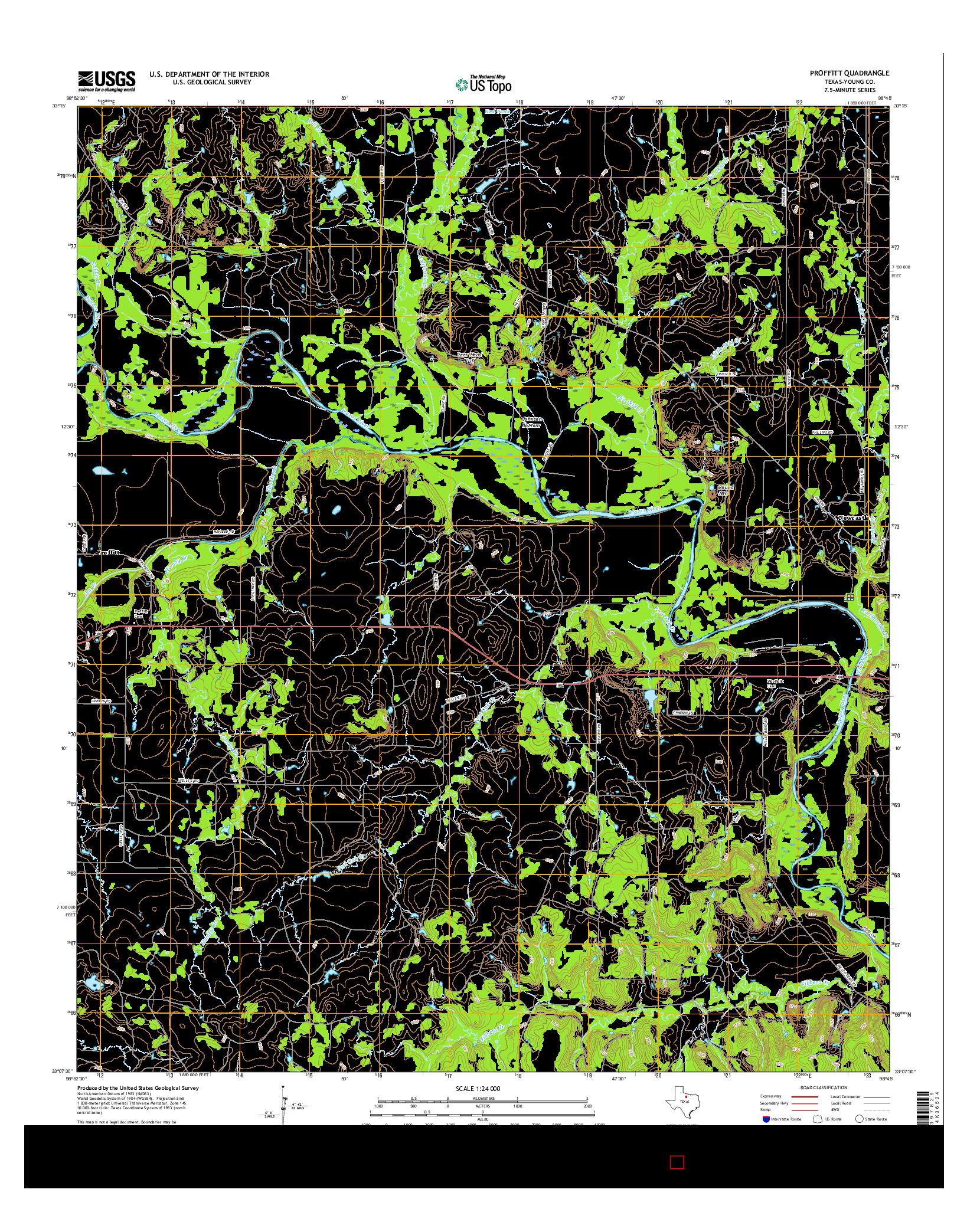 USGS US TOPO 7.5-MINUTE MAP FOR PROFFITT, TX 2016