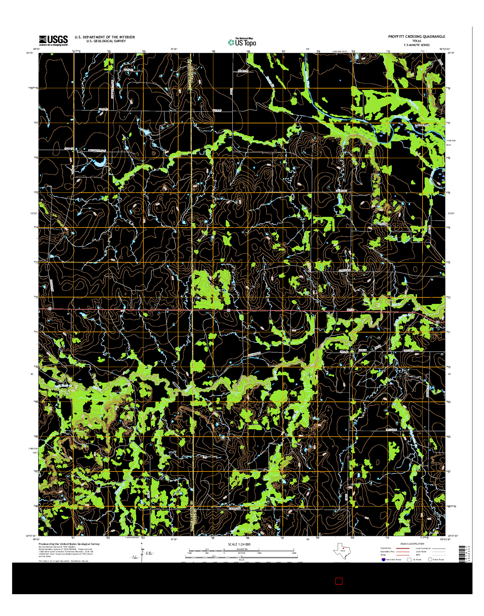USGS US TOPO 7.5-MINUTE MAP FOR PROFFITT CROSSING, TX 2016