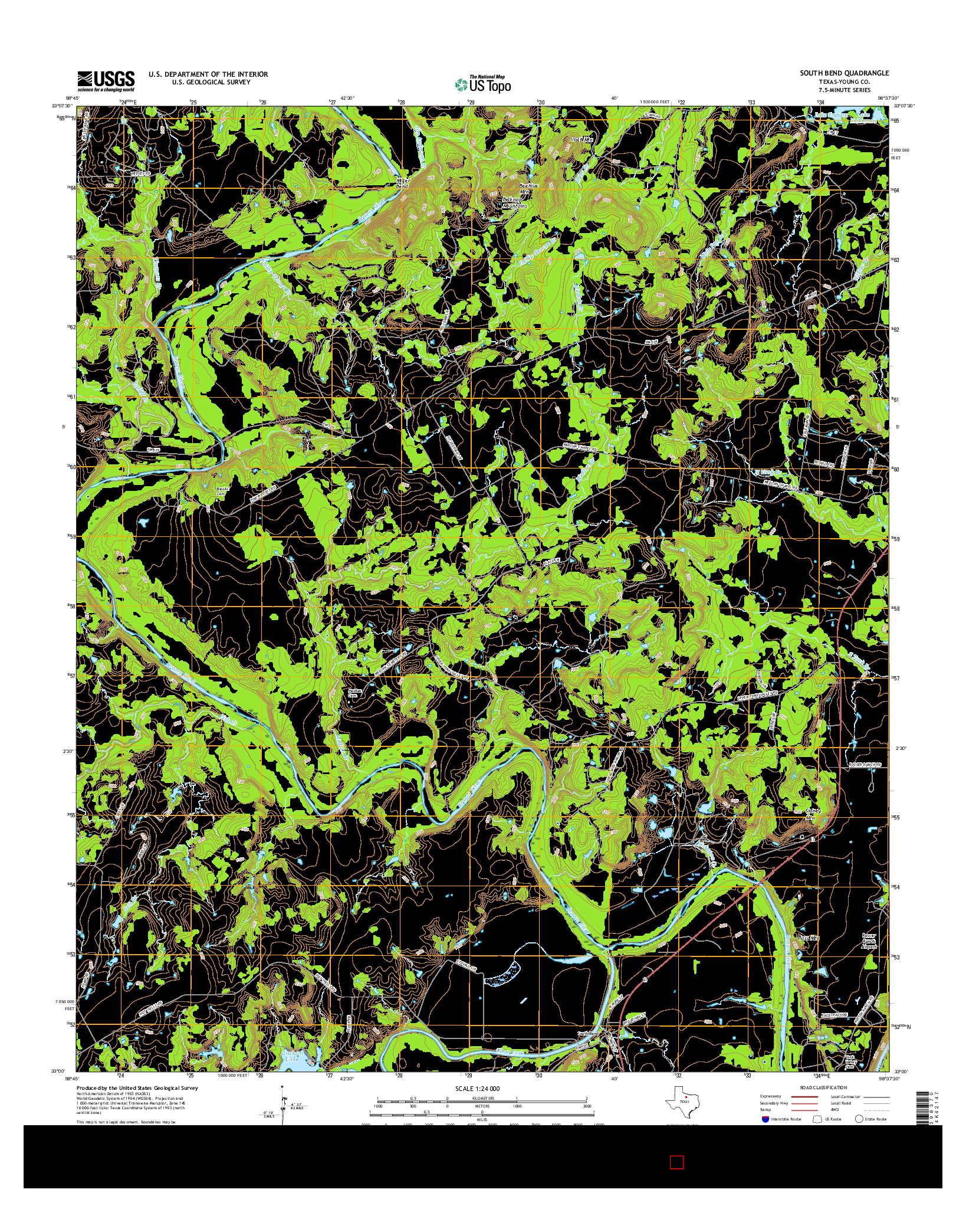 USGS US TOPO 7.5-MINUTE MAP FOR SOUTH BEND, TX 2016