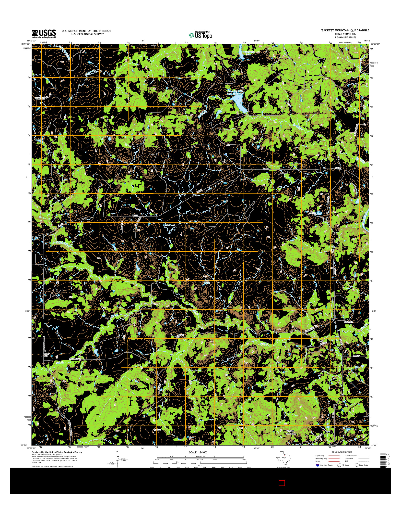 USGS US TOPO 7.5-MINUTE MAP FOR TACKETT MOUNTAIN, TX 2016