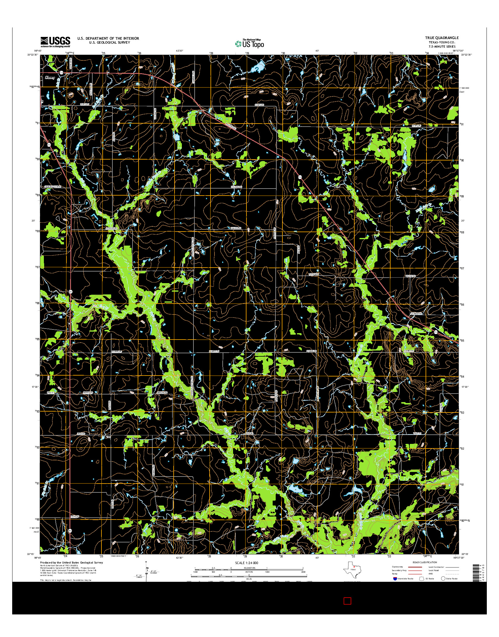 USGS US TOPO 7.5-MINUTE MAP FOR TRUE, TX 2016