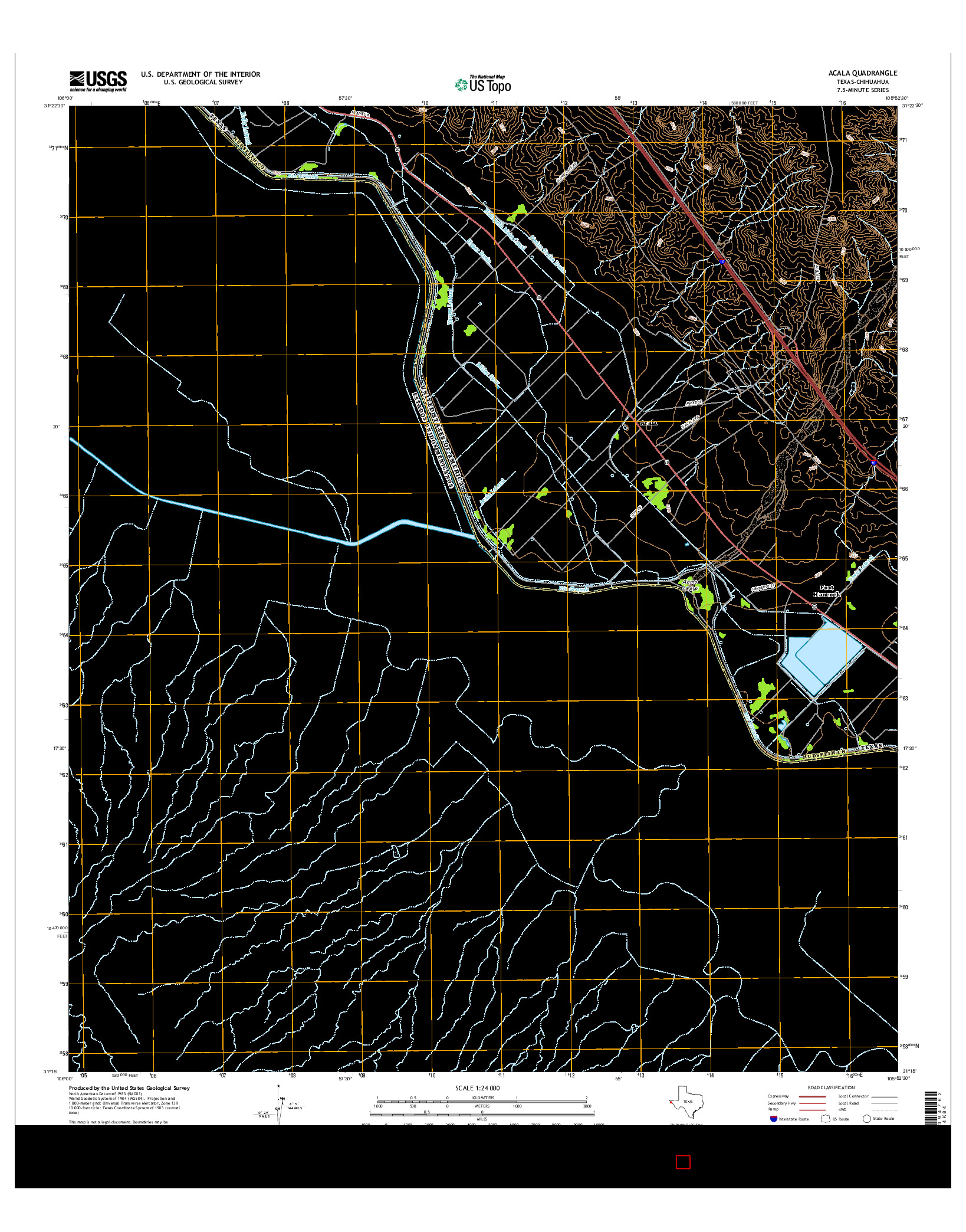 USGS US TOPO 7.5-MINUTE MAP FOR ACALA, TX-CHH 2016