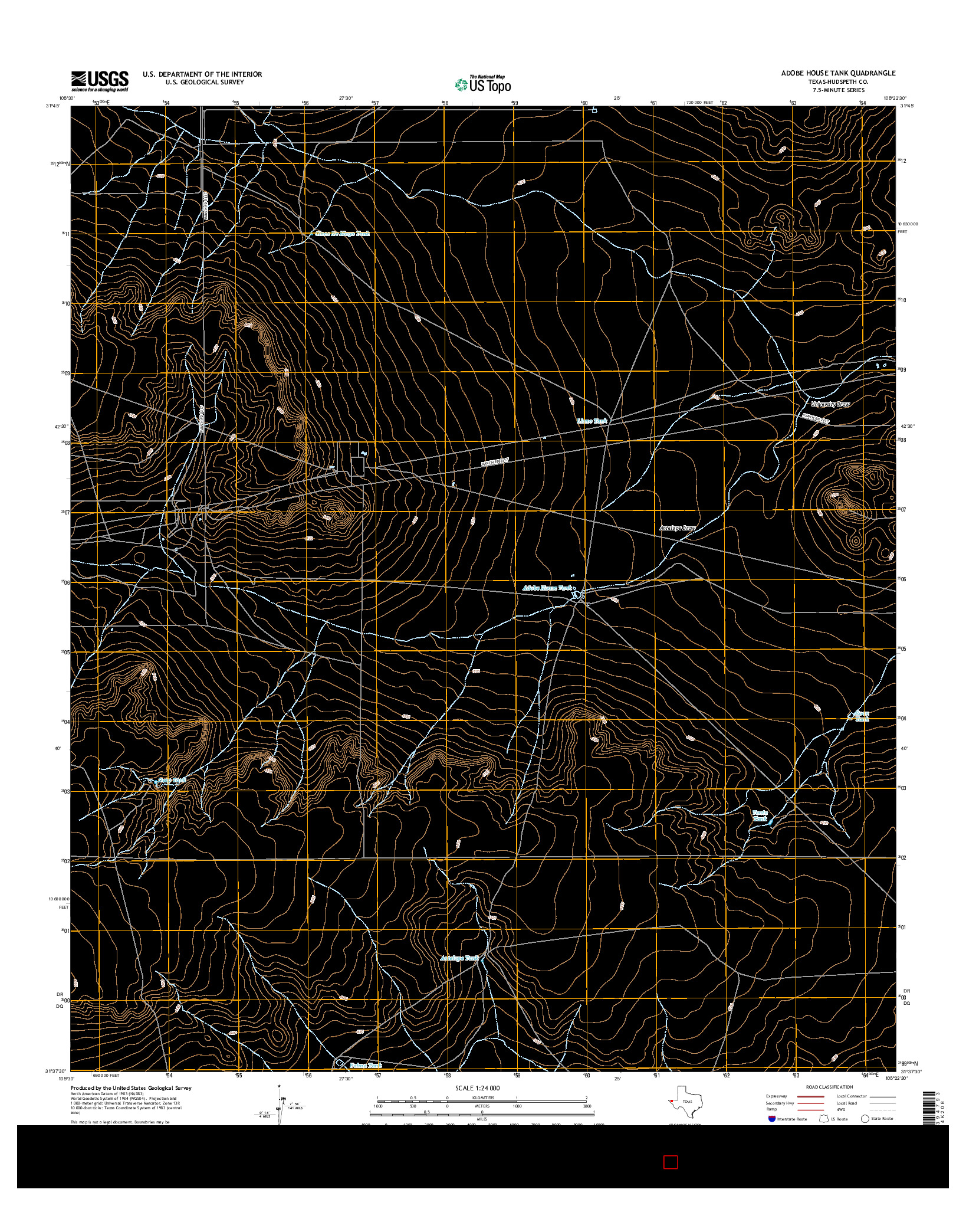 USGS US TOPO 7.5-MINUTE MAP FOR ADOBE HOUSE TANK, TX 2016