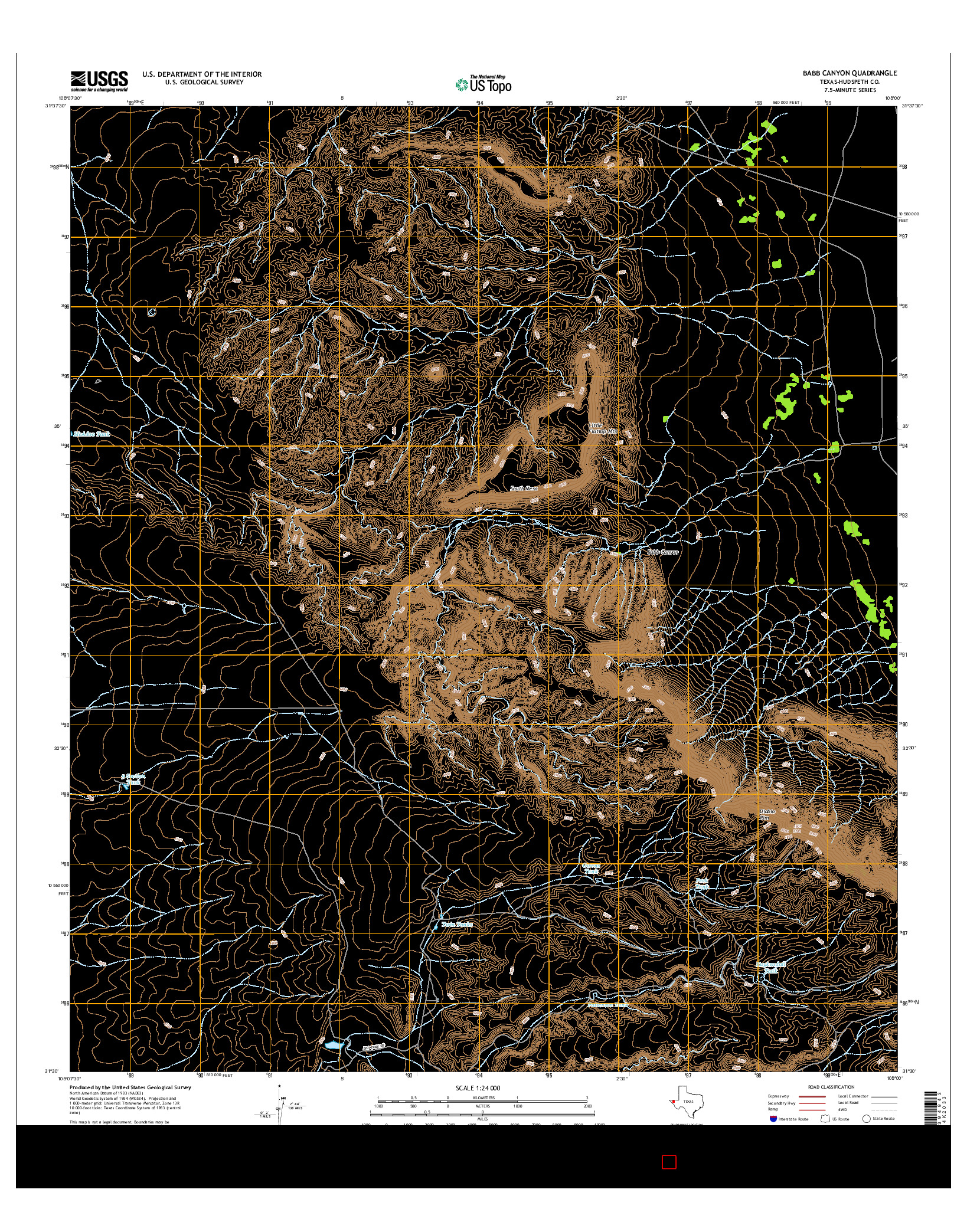 USGS US TOPO 7.5-MINUTE MAP FOR BABB CANYON, TX 2016