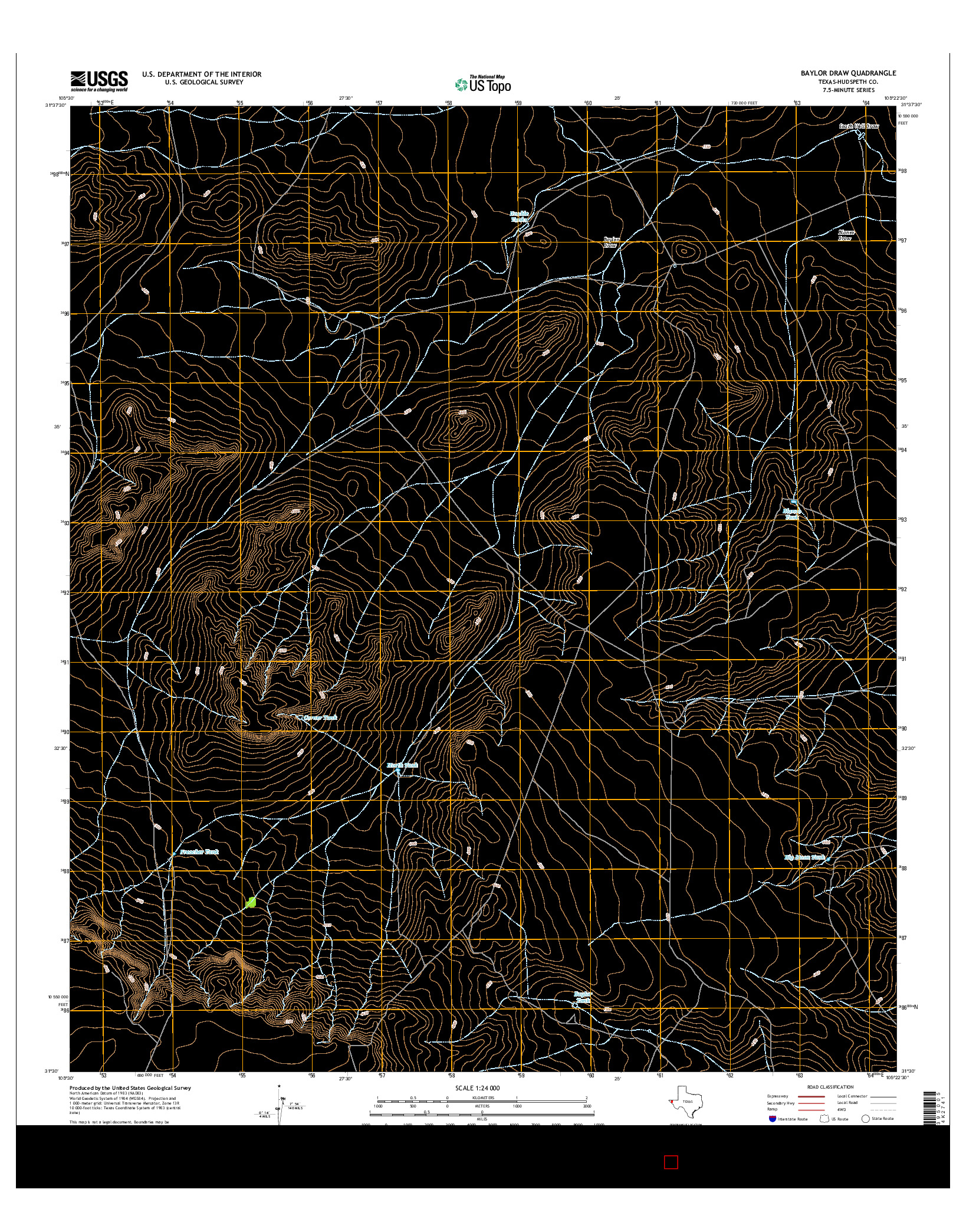 USGS US TOPO 7.5-MINUTE MAP FOR BAYLOR DRAW, TX 2016