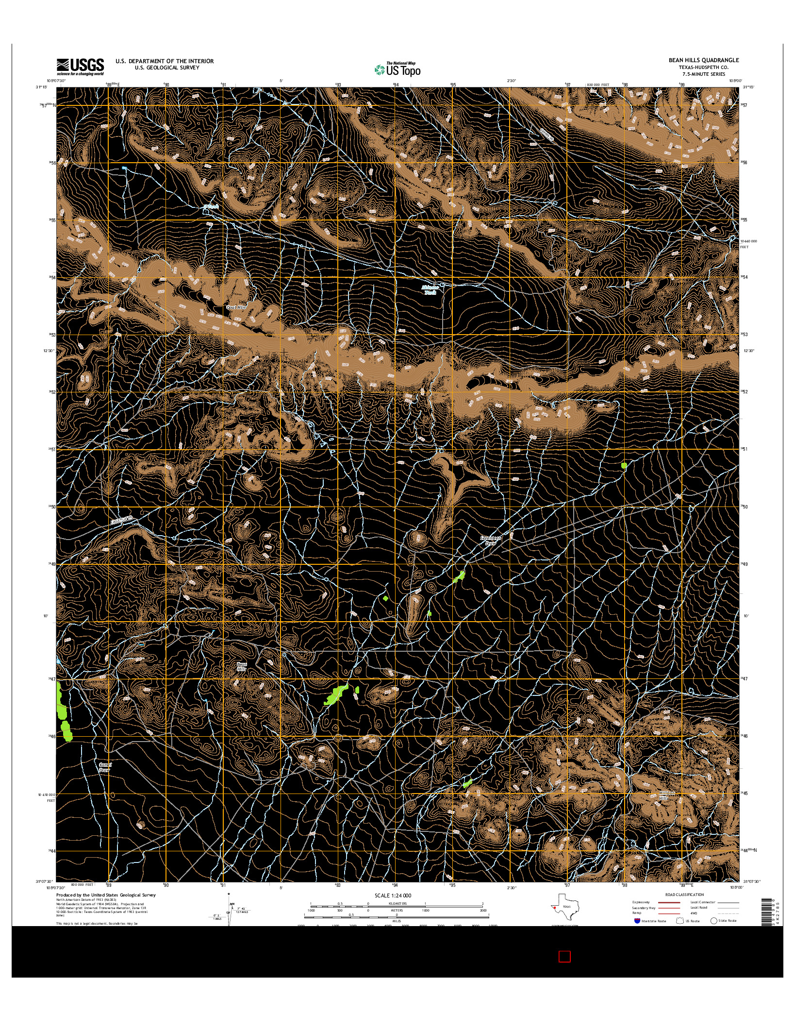 USGS US TOPO 7.5-MINUTE MAP FOR BEAN HILLS, TX 2016