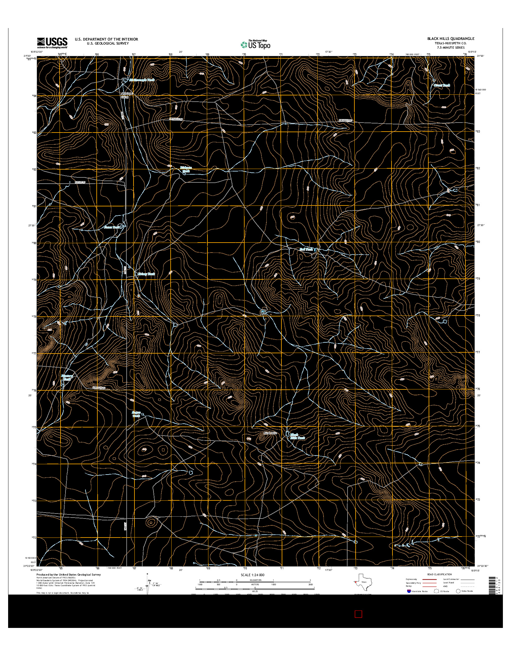 USGS US TOPO 7.5-MINUTE MAP FOR BLACK HILLS, TX 2016