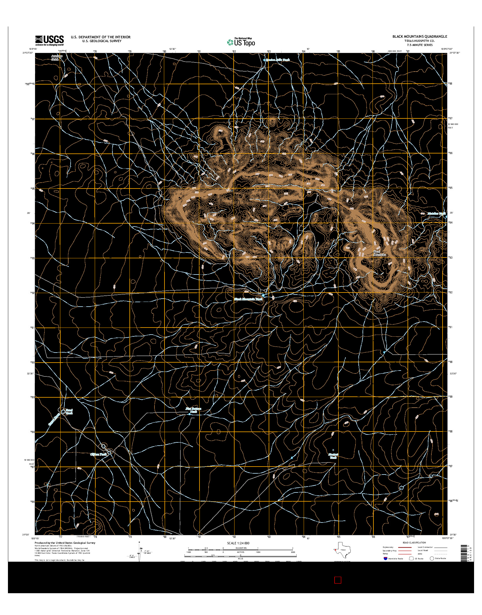 USGS US TOPO 7.5-MINUTE MAP FOR BLACK MOUNTAINS, TX 2016