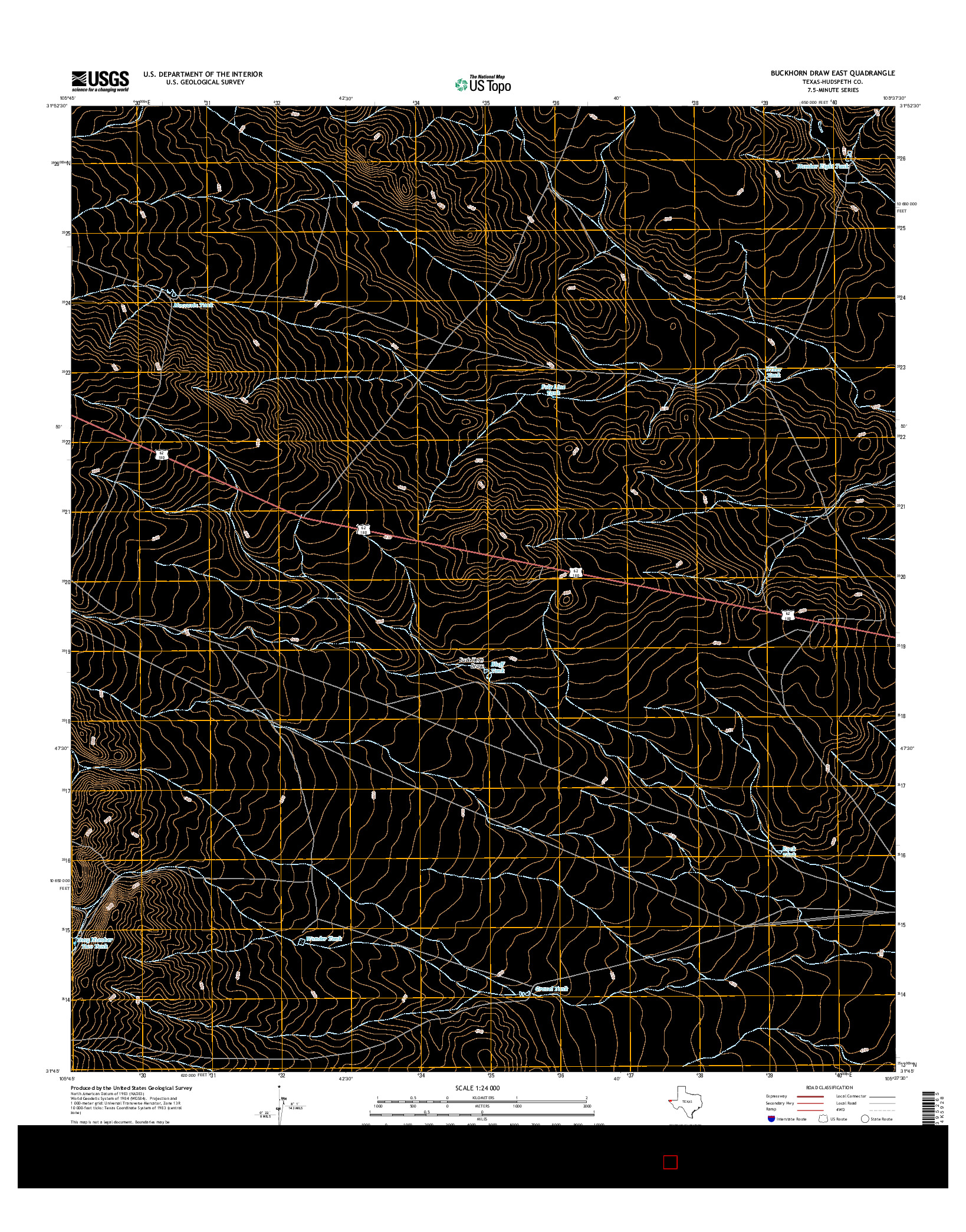 USGS US TOPO 7.5-MINUTE MAP FOR BUCKHORN DRAW EAST, TX 2016