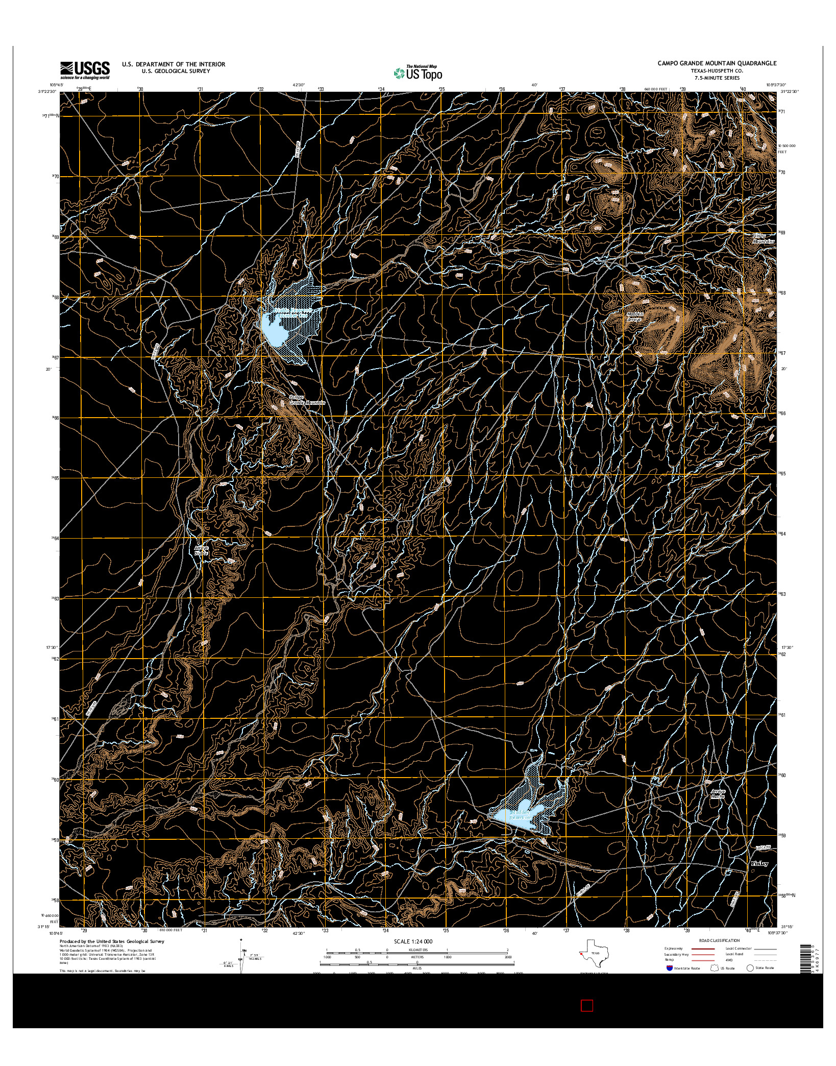 USGS US TOPO 7.5-MINUTE MAP FOR CAMPO GRANDE MOUNTAIN, TX 2016