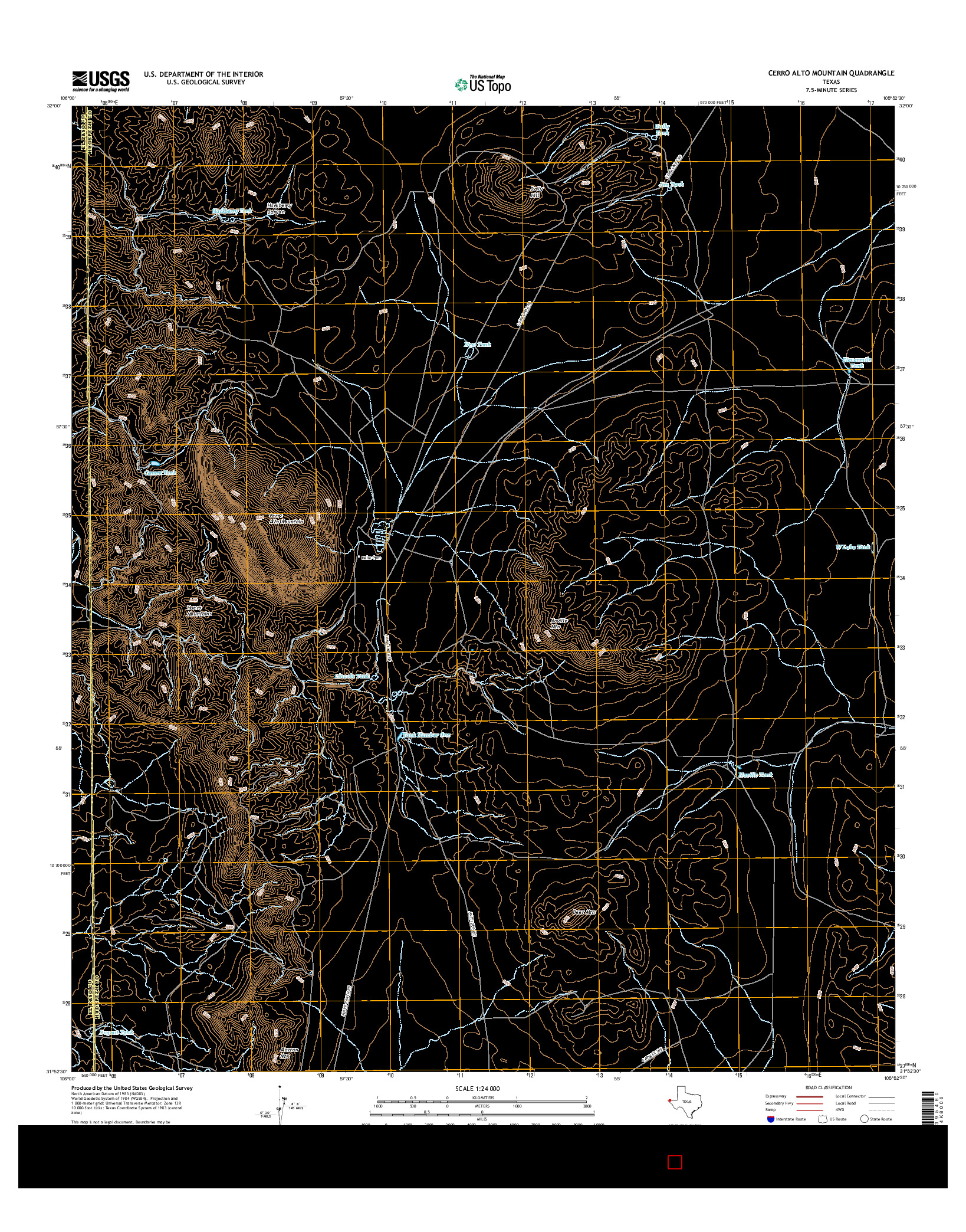 USGS US TOPO 7.5-MINUTE MAP FOR CERRO ALTO MOUNTAIN, TX 2016