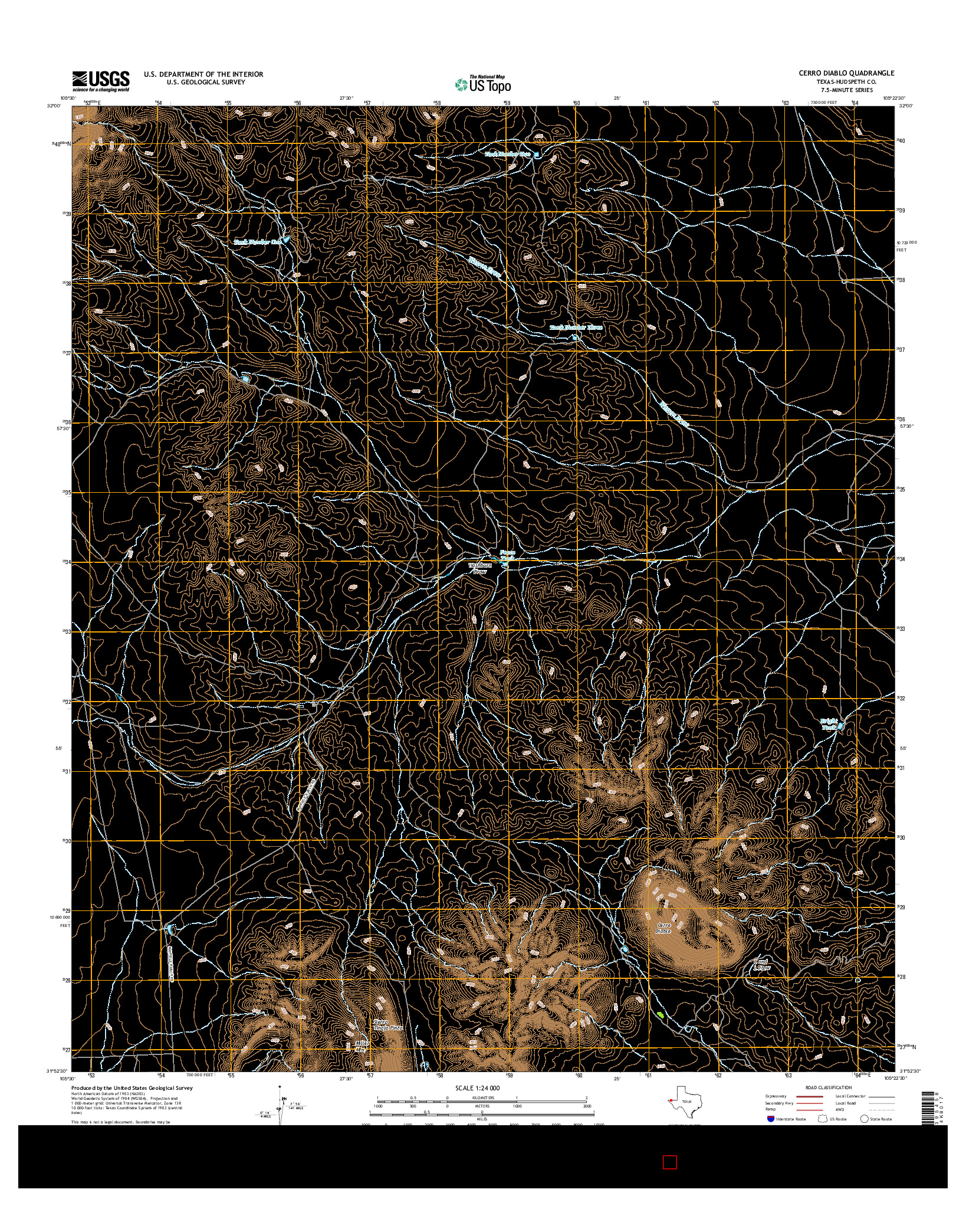 USGS US TOPO 7.5-MINUTE MAP FOR CERRO DIABLO, TX 2016