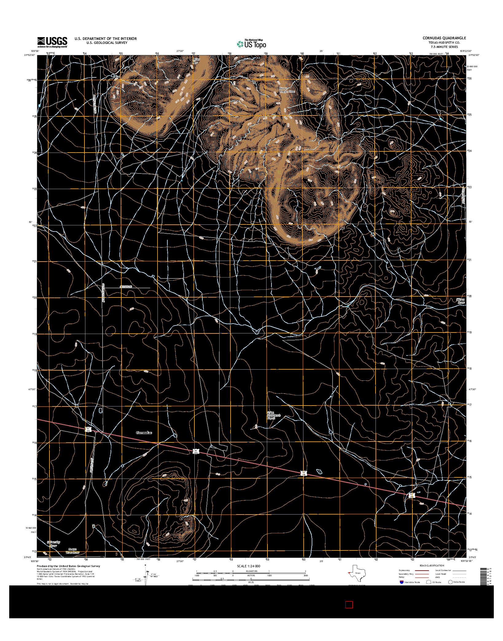 USGS US TOPO 7.5-MINUTE MAP FOR CORNUDAS, TX 2016