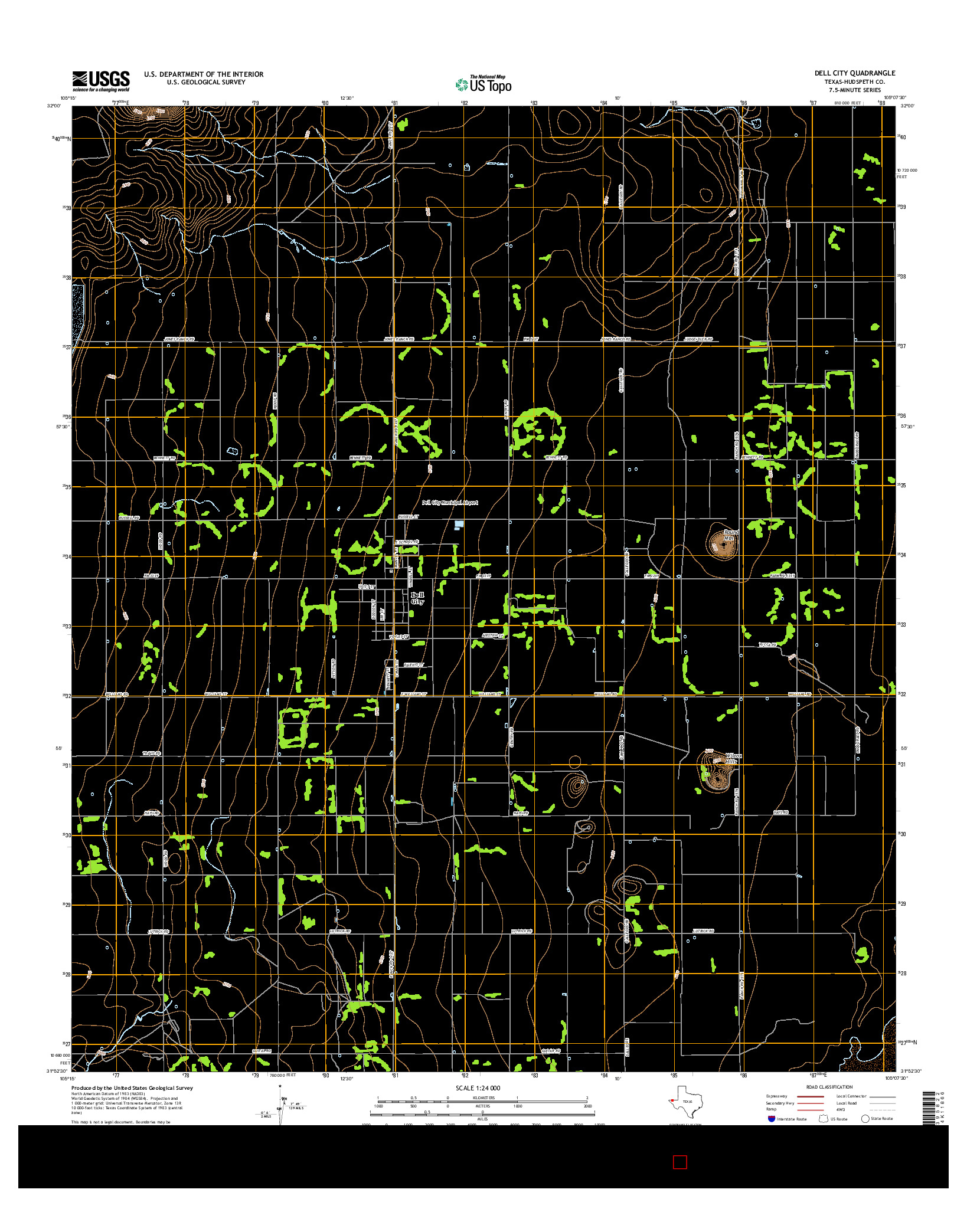 USGS US TOPO 7.5-MINUTE MAP FOR DELL CITY, TX 2016