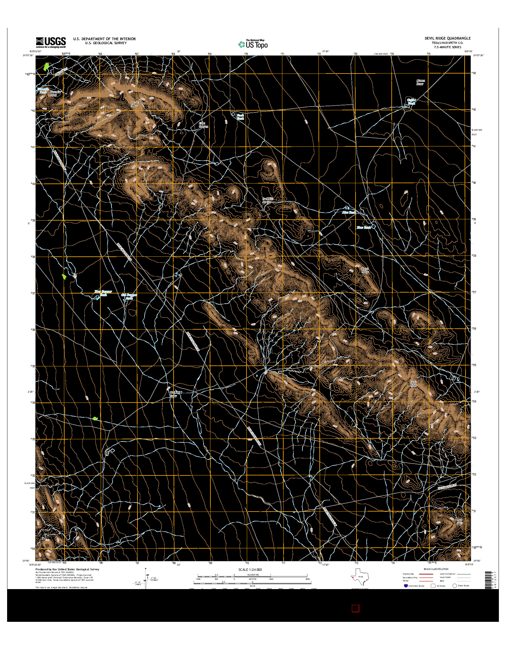 USGS US TOPO 7.5-MINUTE MAP FOR DEVIL RIDGE, TX 2016