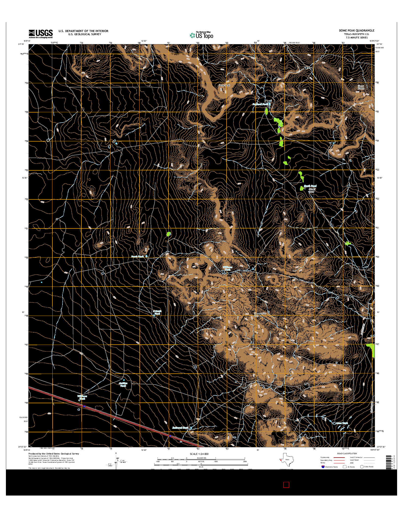 USGS US TOPO 7.5-MINUTE MAP FOR DOME PEAK, TX 2016