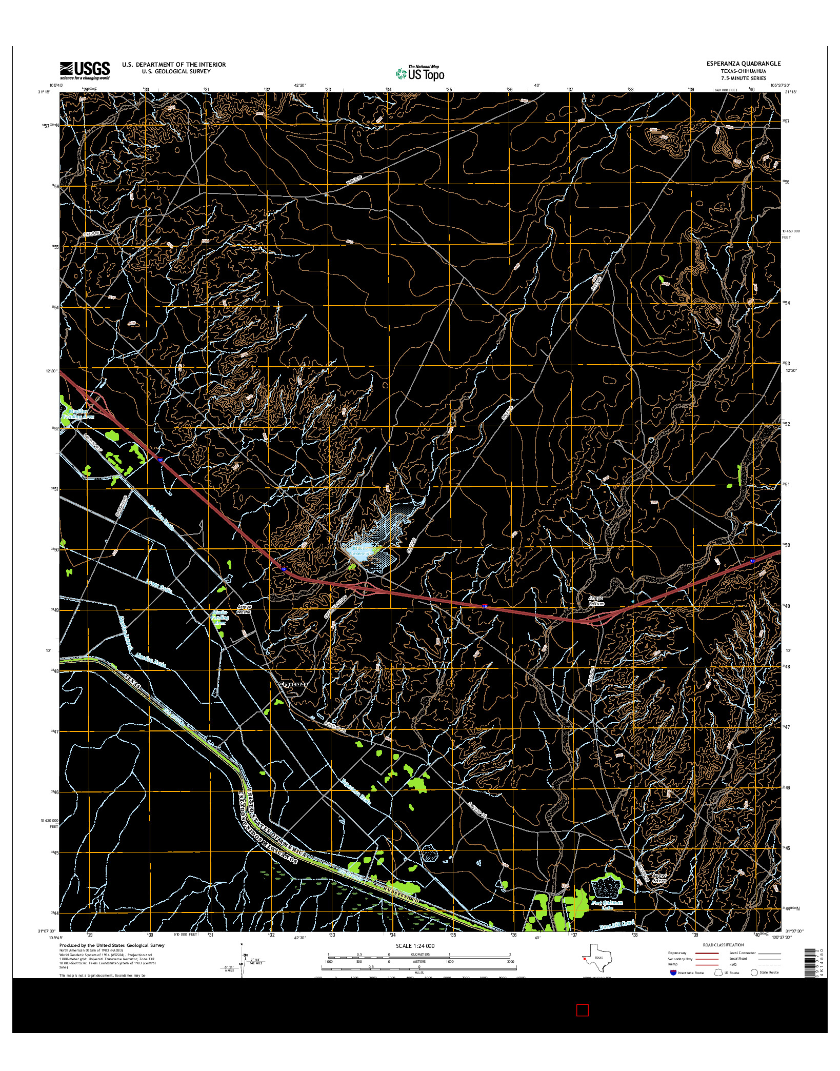 USGS US TOPO 7.5-MINUTE MAP FOR ESPERANZA, TX-CHH 2016