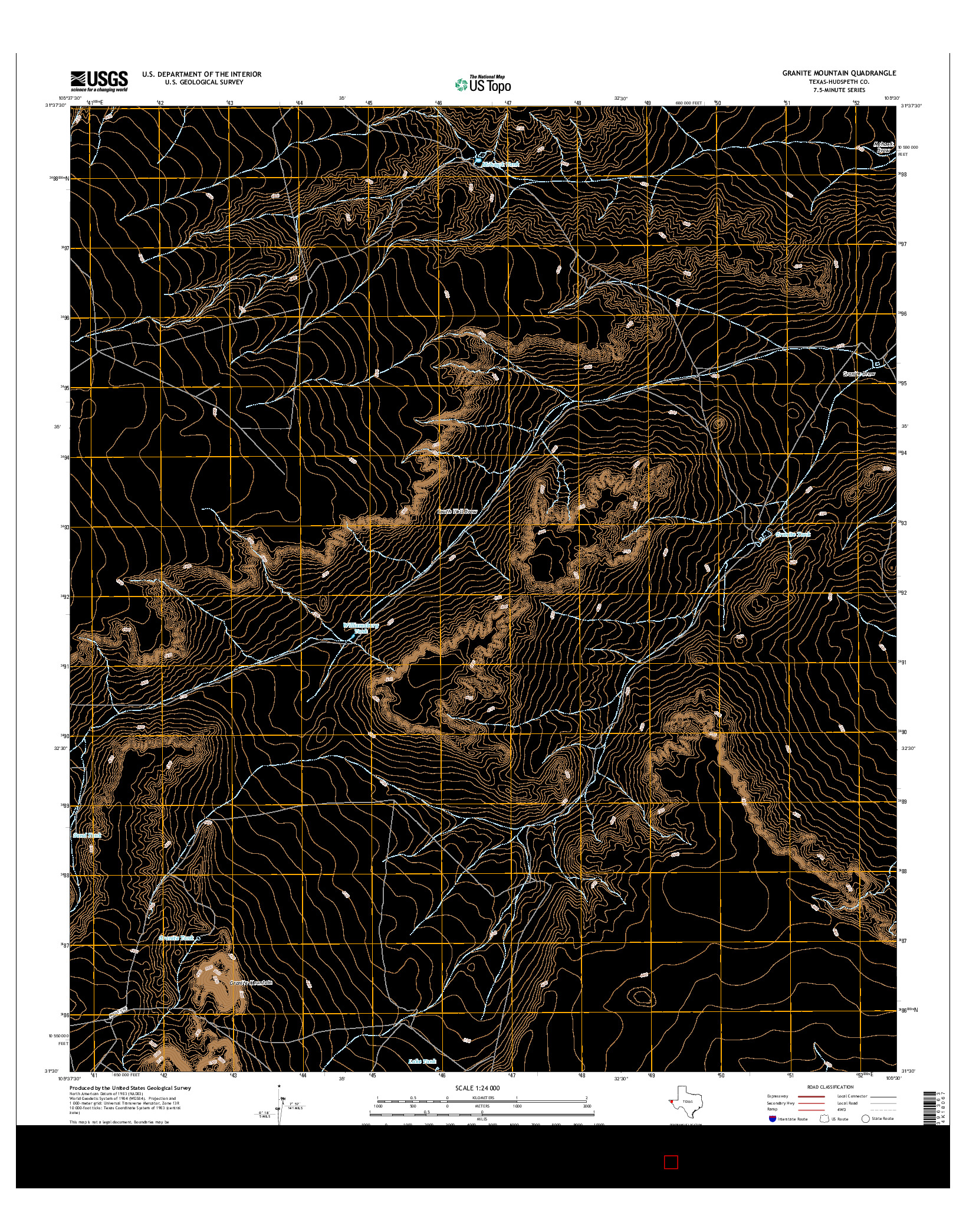 USGS US TOPO 7.5-MINUTE MAP FOR GRANITE MOUNTAIN, TX 2016