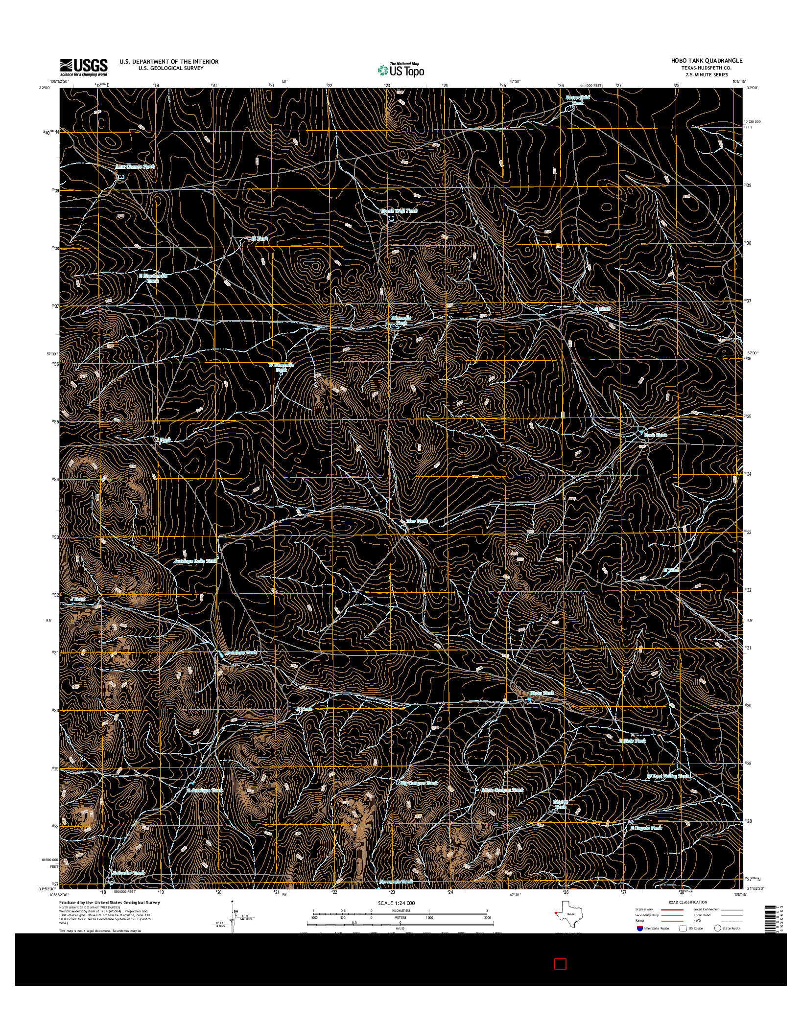 USGS US TOPO 7.5-MINUTE MAP FOR HOBO TANK, TX 2016