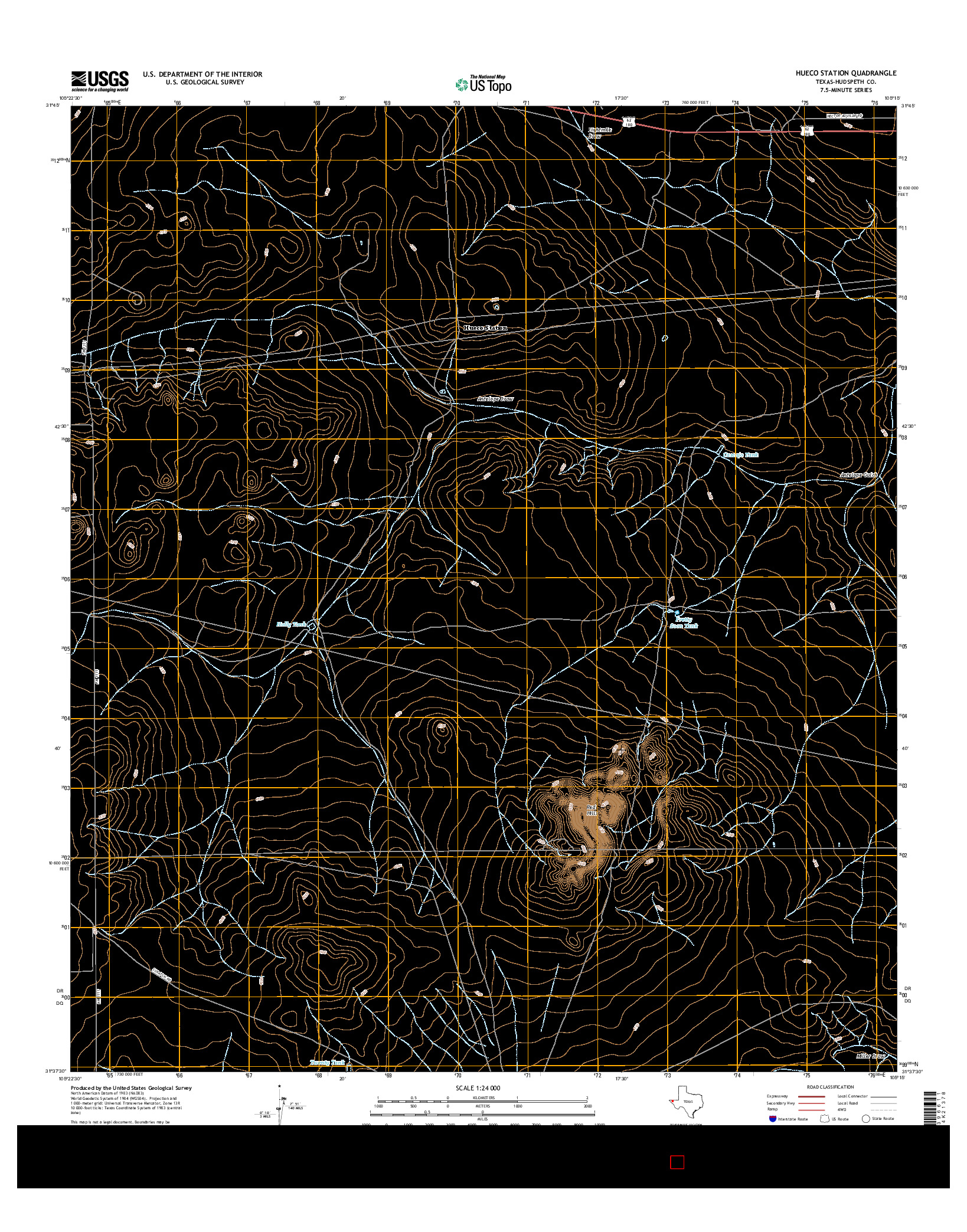 USGS US TOPO 7.5-MINUTE MAP FOR HUECO STATION, TX 2016