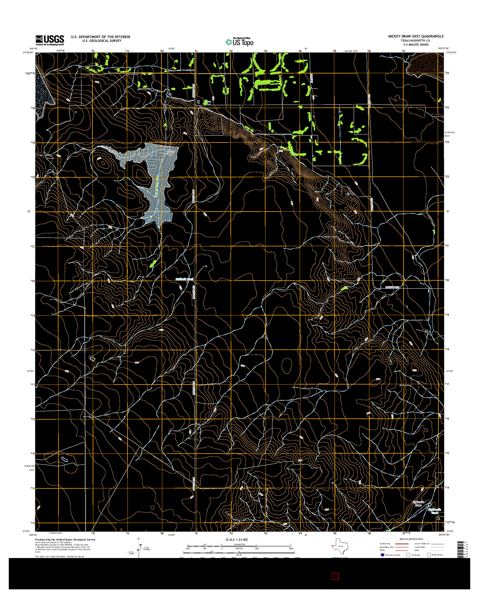 USGS US TOPO 7.5-MINUTE MAP FOR MICKEY DRAW EAST, TX 2016