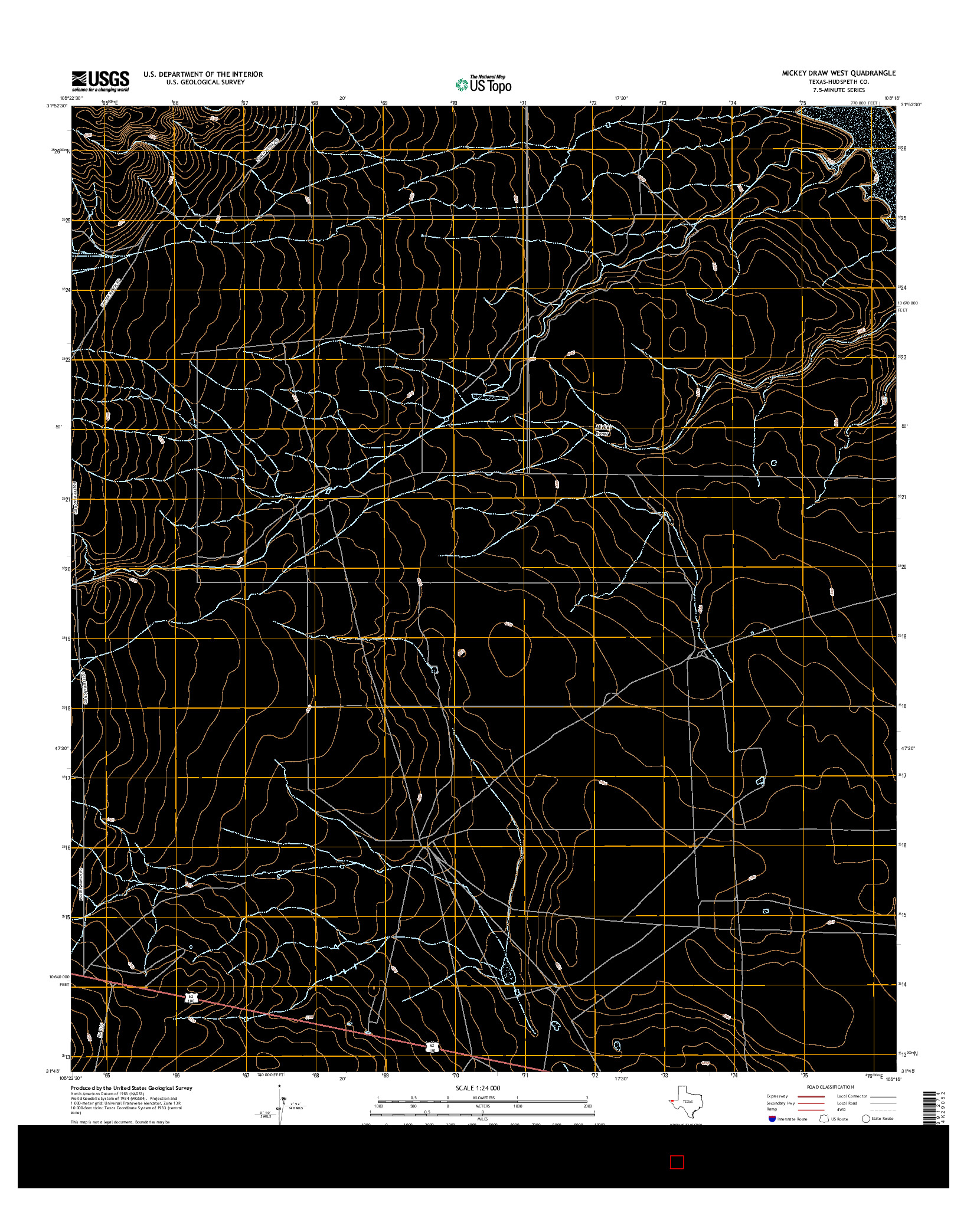USGS US TOPO 7.5-MINUTE MAP FOR MICKEY DRAW WEST, TX 2016
